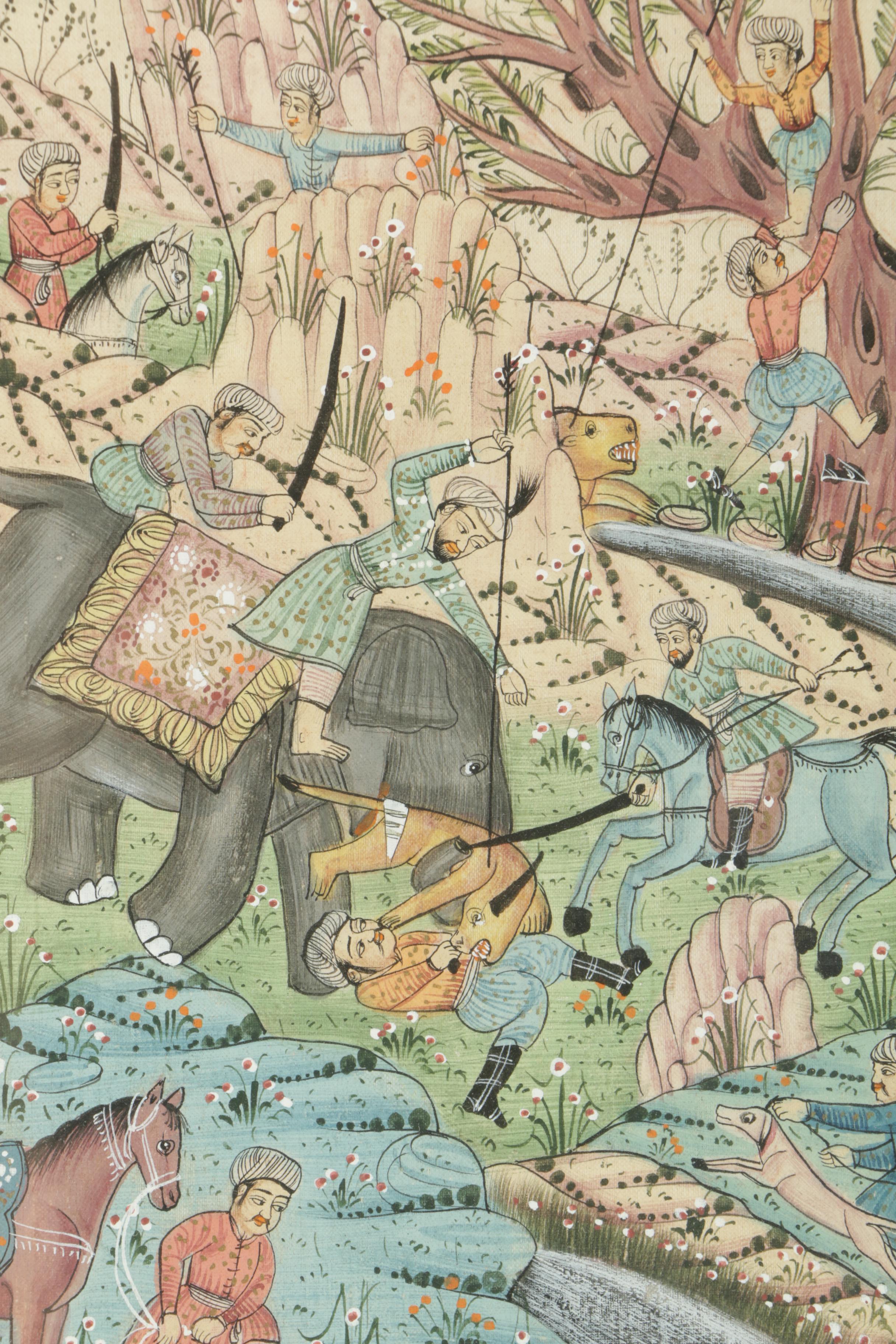 Indo-Persian Miniatures Featuring Hunting Scenes