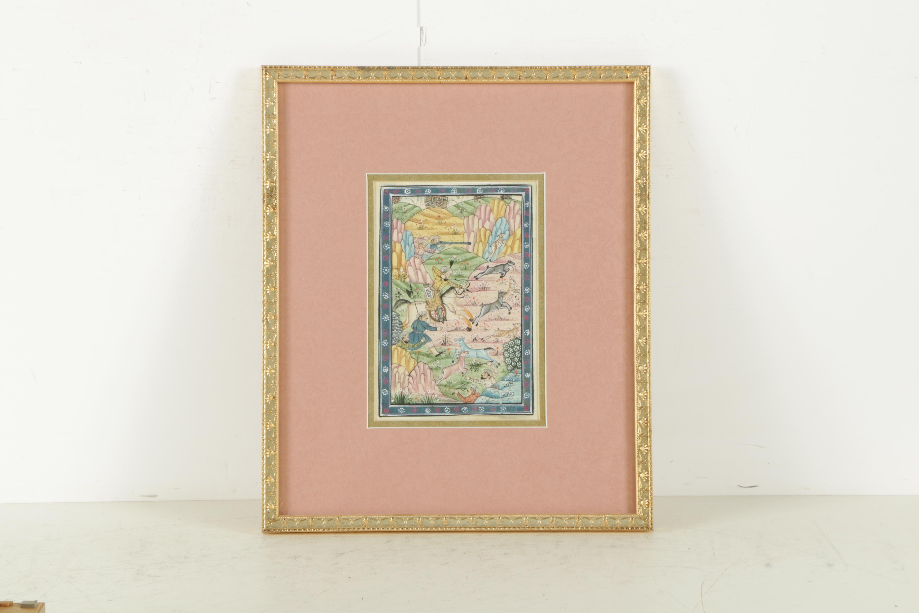 Indo-Persian Miniatures Featuring Hunting Scenes