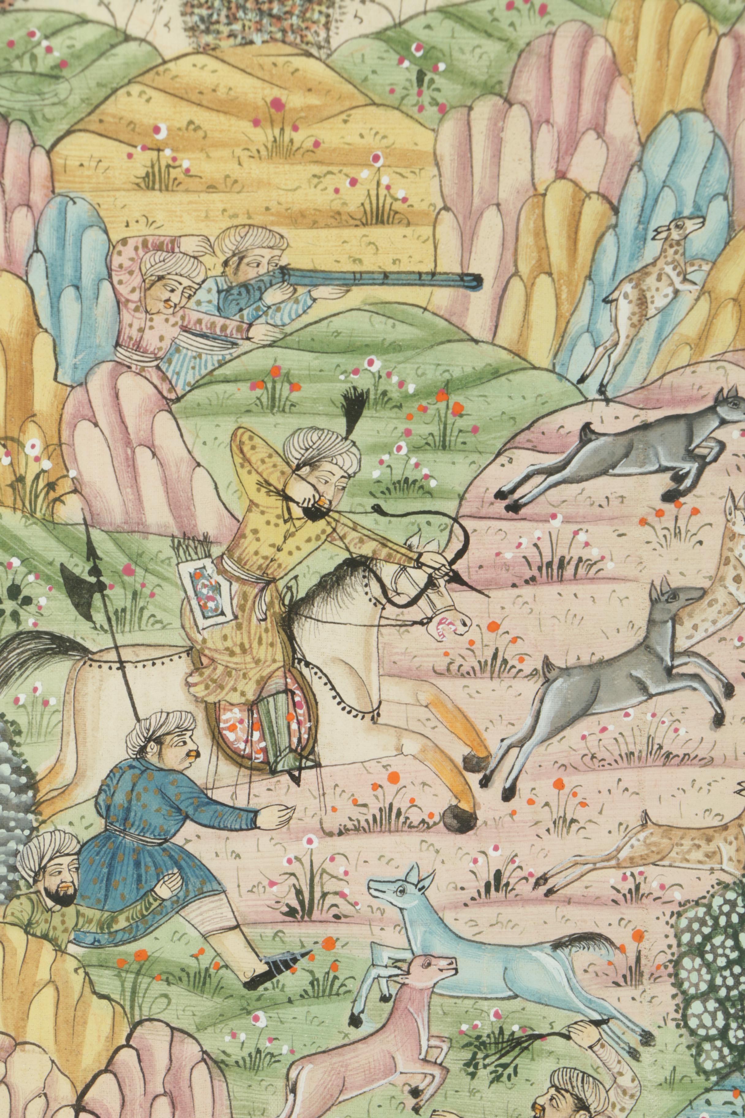 Indo-Persian Miniatures Featuring Hunting Scenes
