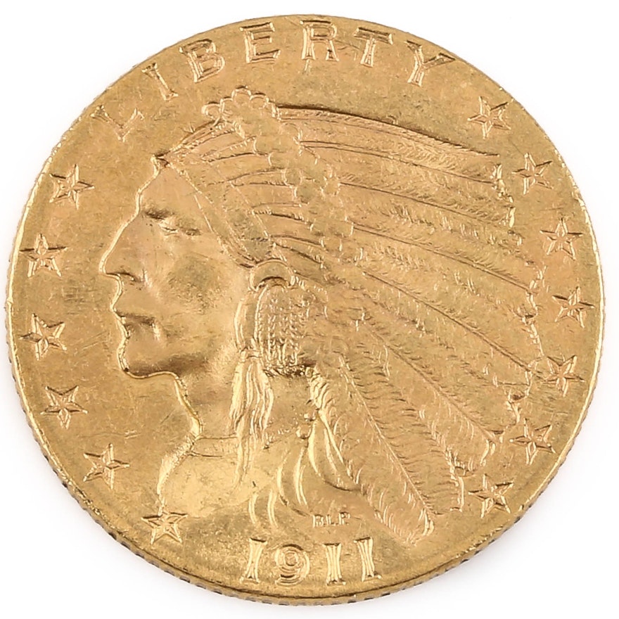 1911 Indian Head $2 1/2 Gold Coin