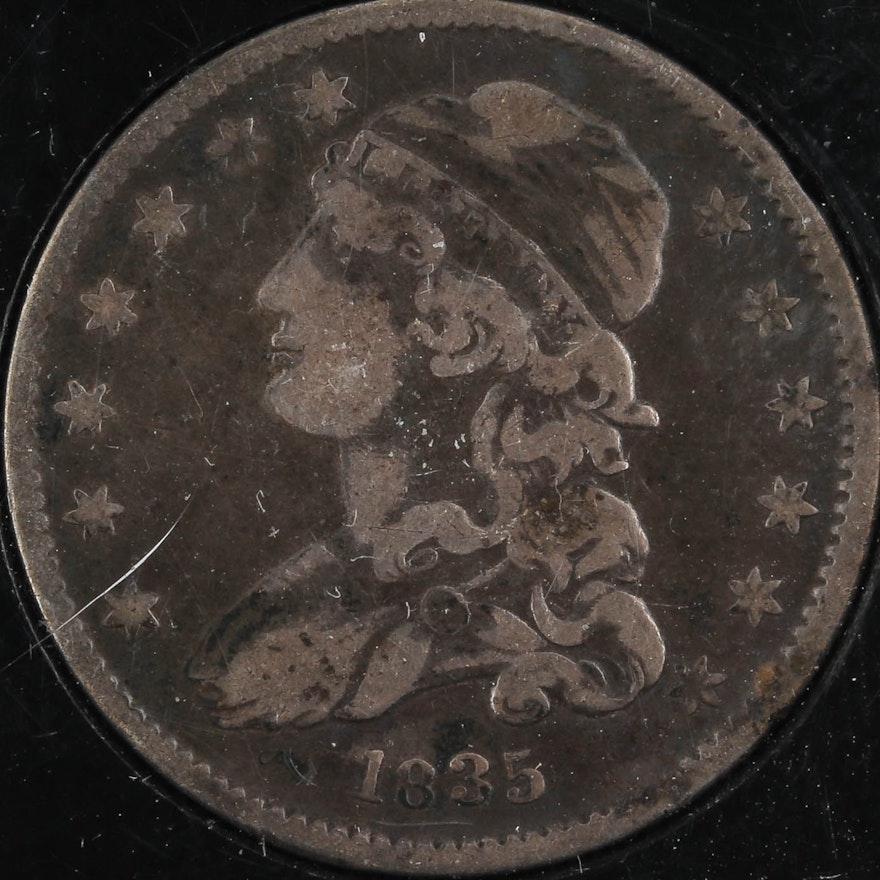 1835 Capped Bust Silver Quarter