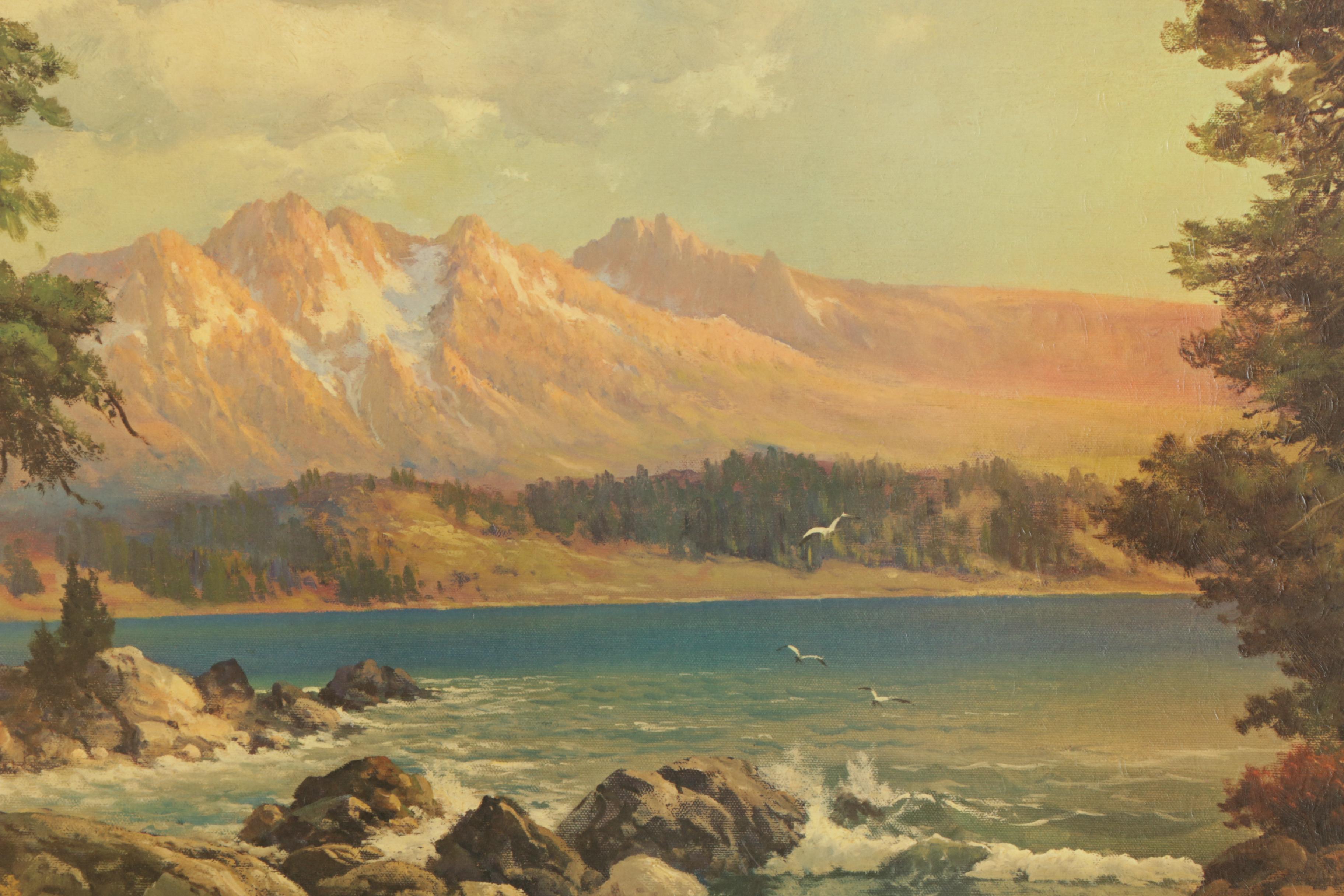 Offset Lithograph After Robert Wood Painting "Teton Lake"