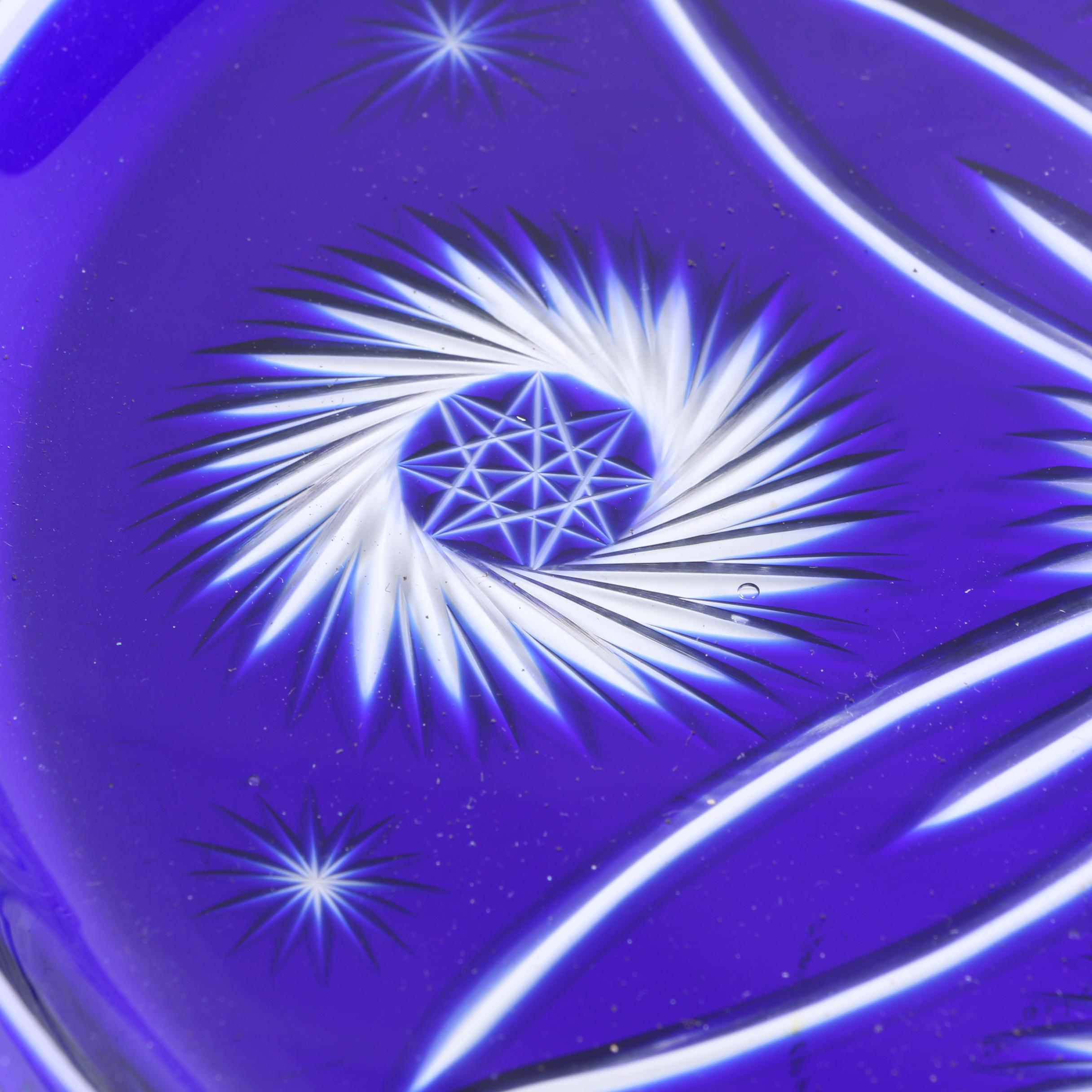 Crystal Cased Cobalt Blue Cut to Clear Cake Plate and Dome