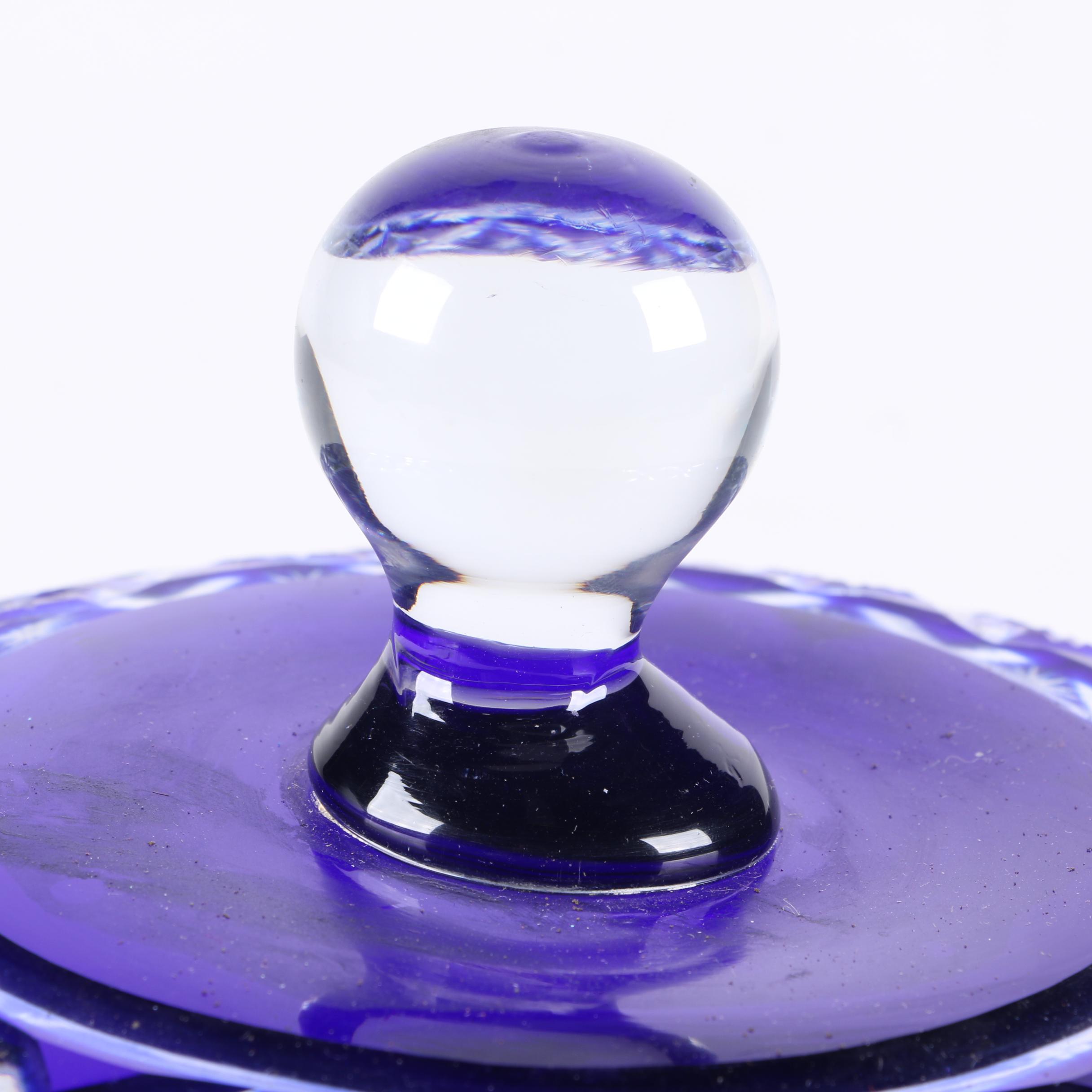 Crystal Cased Cobalt Blue Cut to Clear Cake Plate and Dome