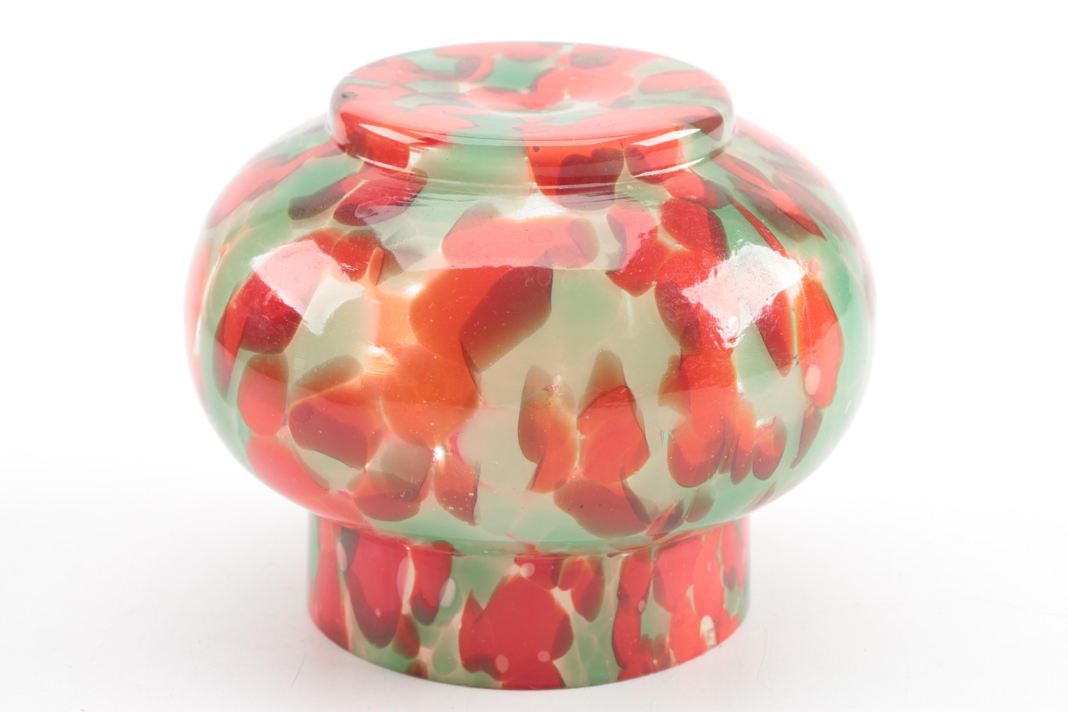 French Art Glass Vase and Flower Frog