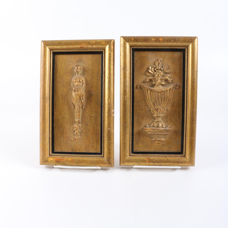 Vintage Gold Tone Relief Wall Hangings