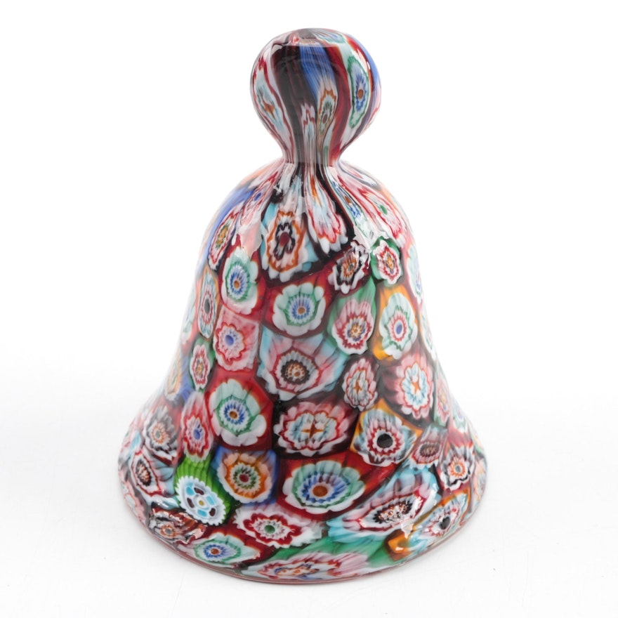 Italian Murano Art Glass Millefiori Hand Bell