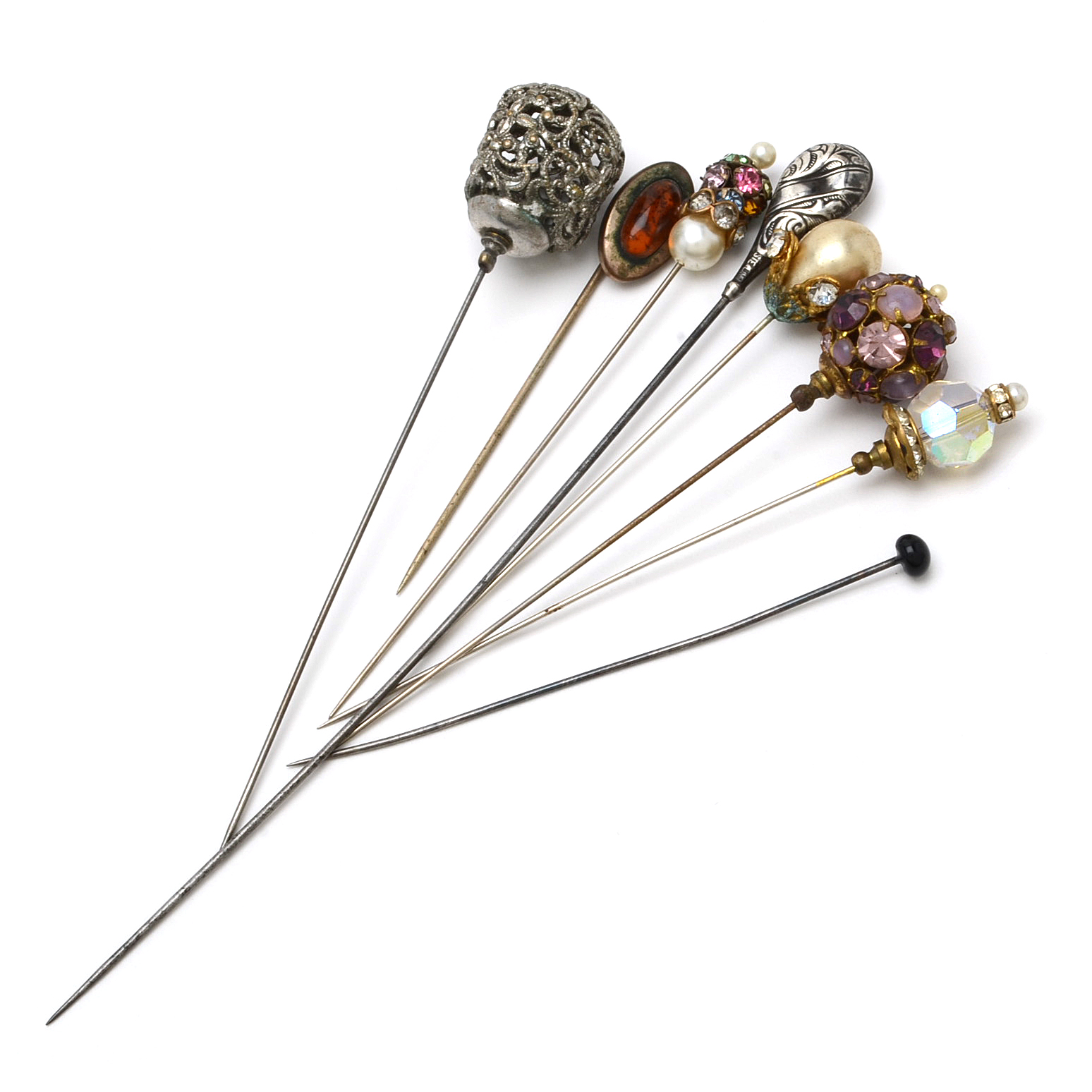 Assortment of Vintage Stick Pins Including Sterling Silver