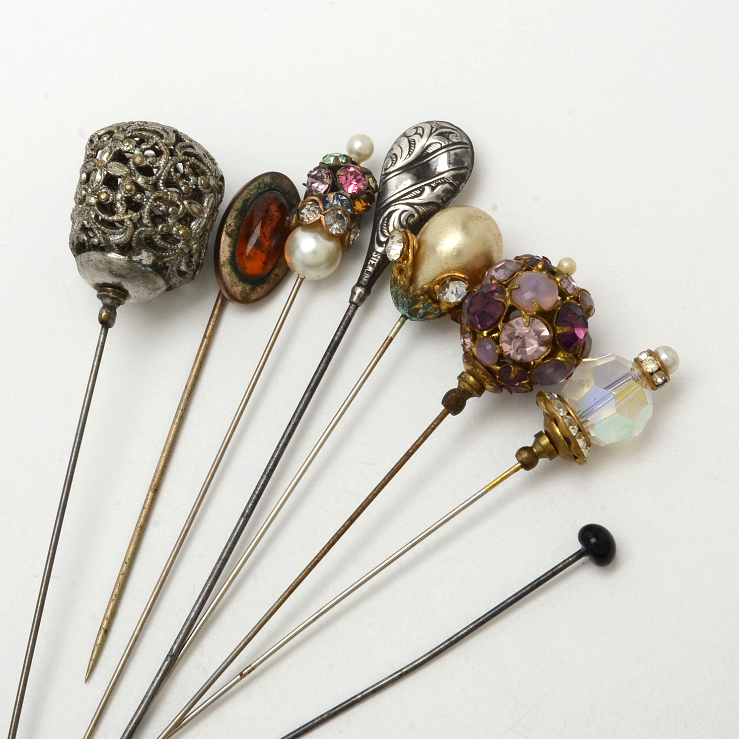 Assortment of Vintage Stick Pins Including Sterling Silver