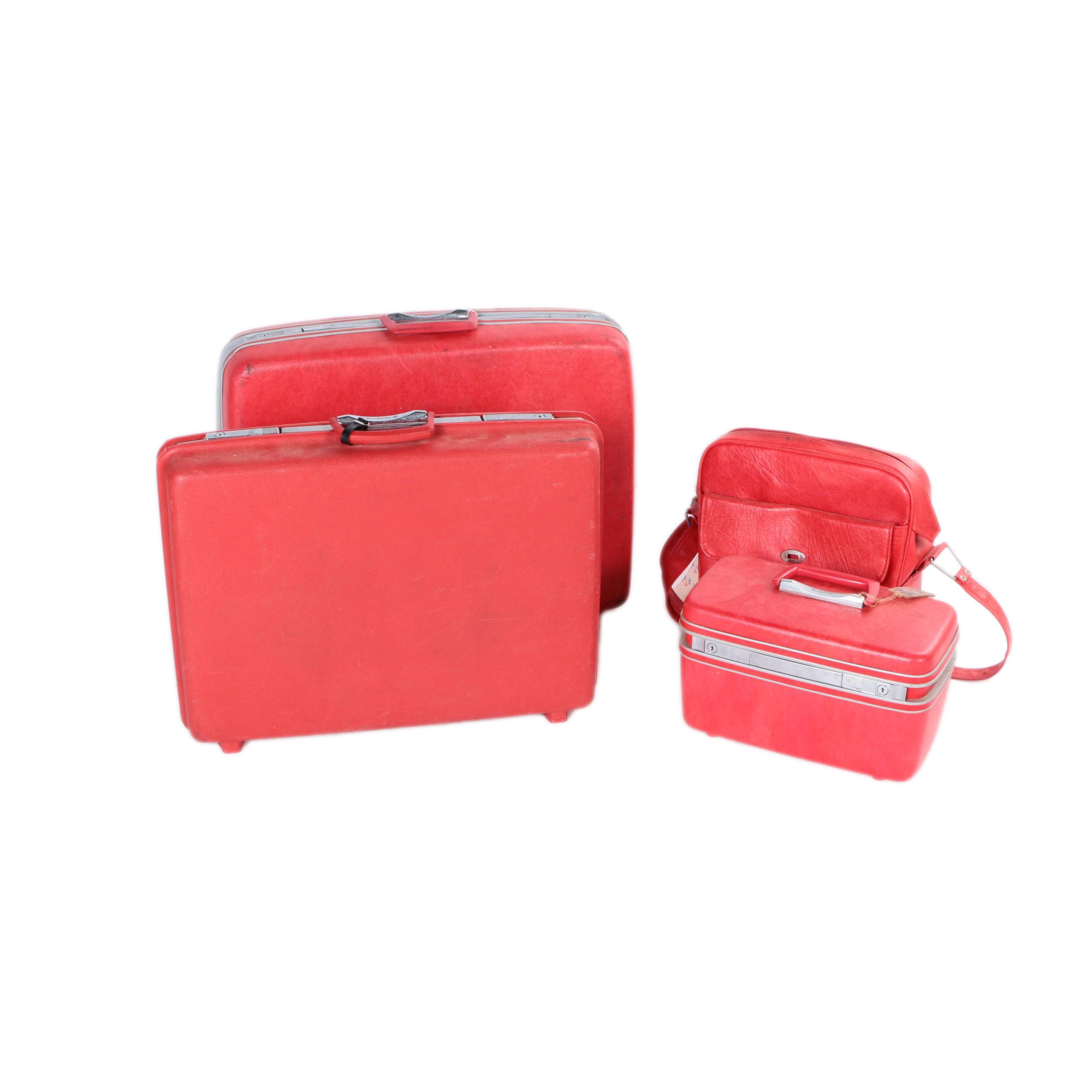Vintage Samsonite Red Luggage Set
