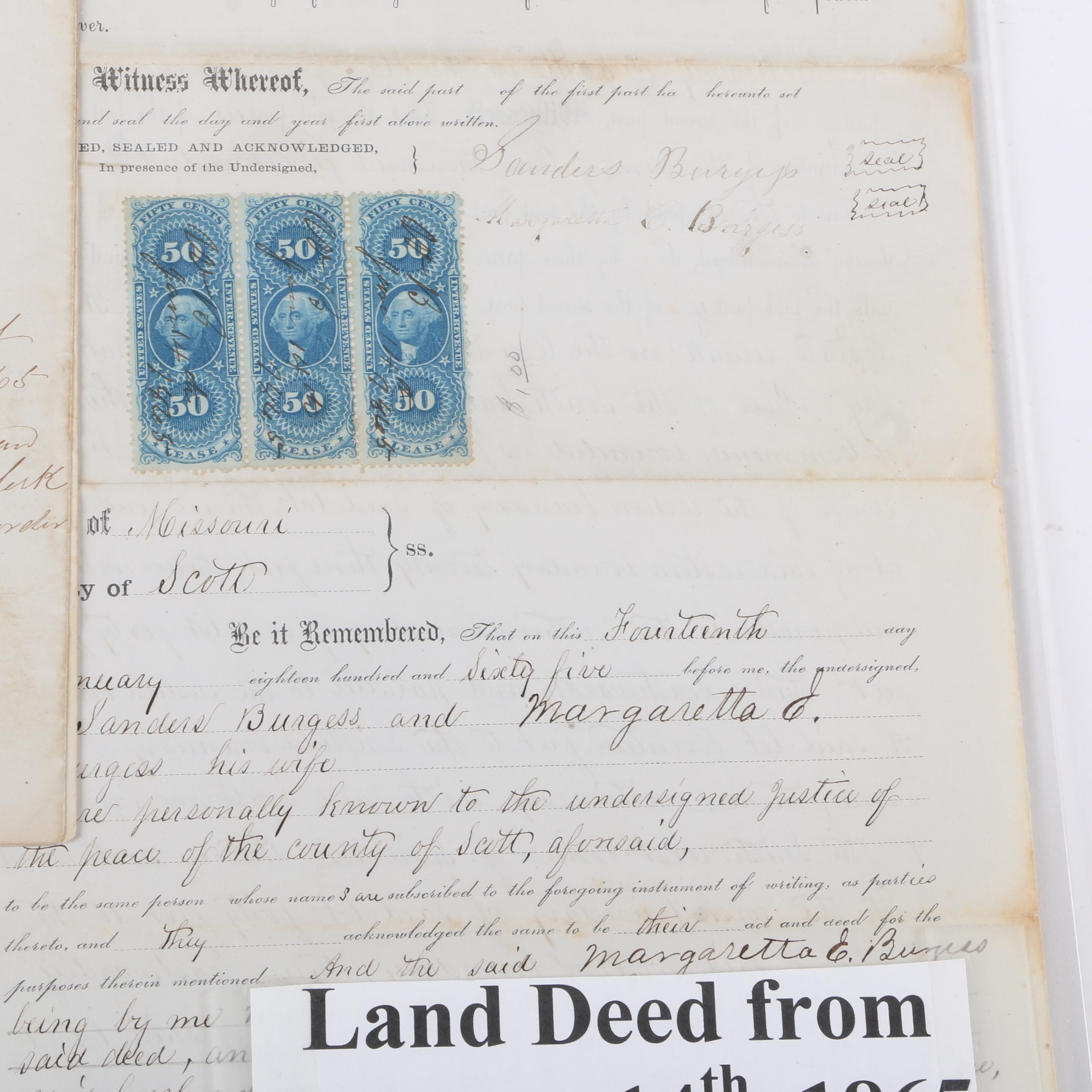 Antique Missouri Land Deeds