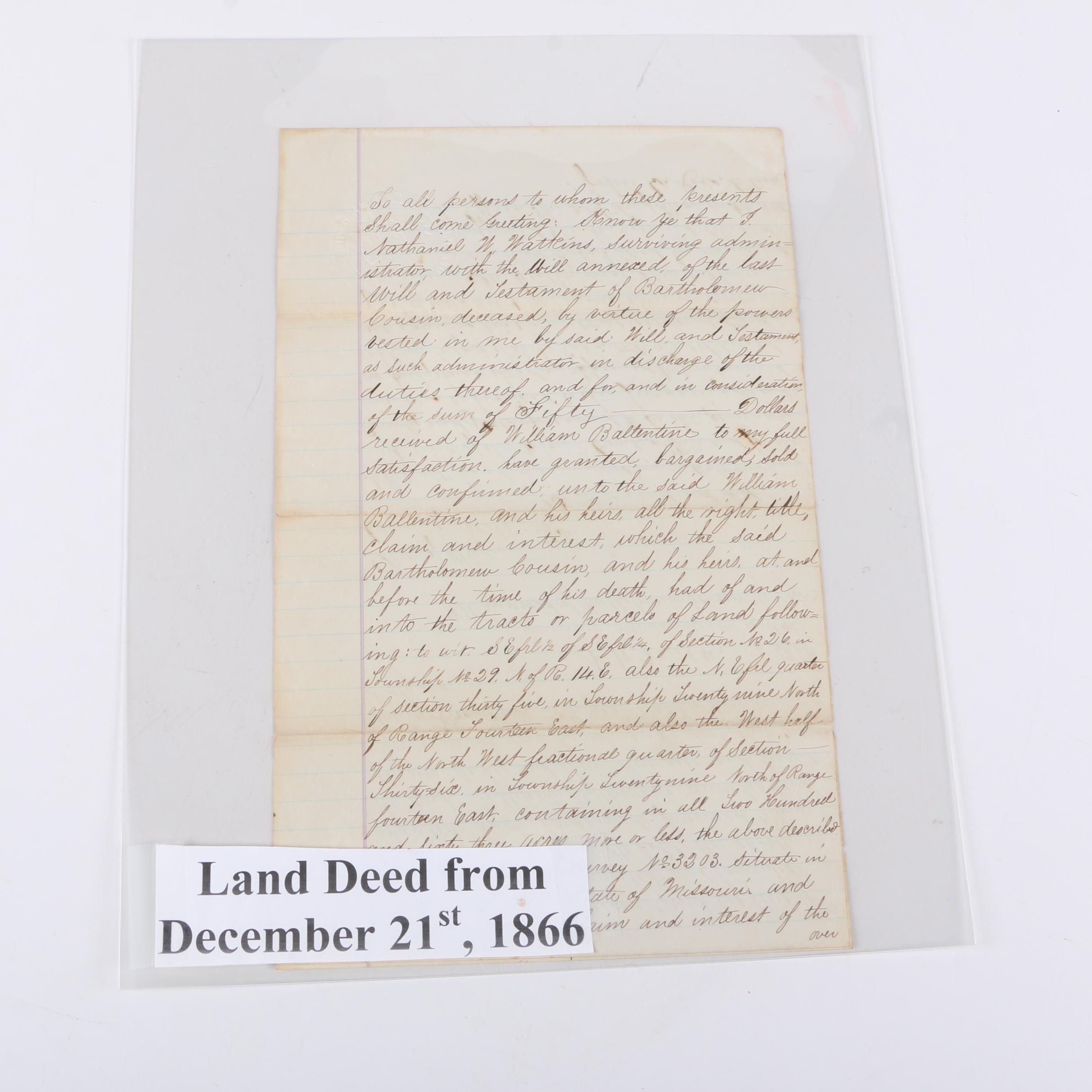Antique Missouri Land Deeds
