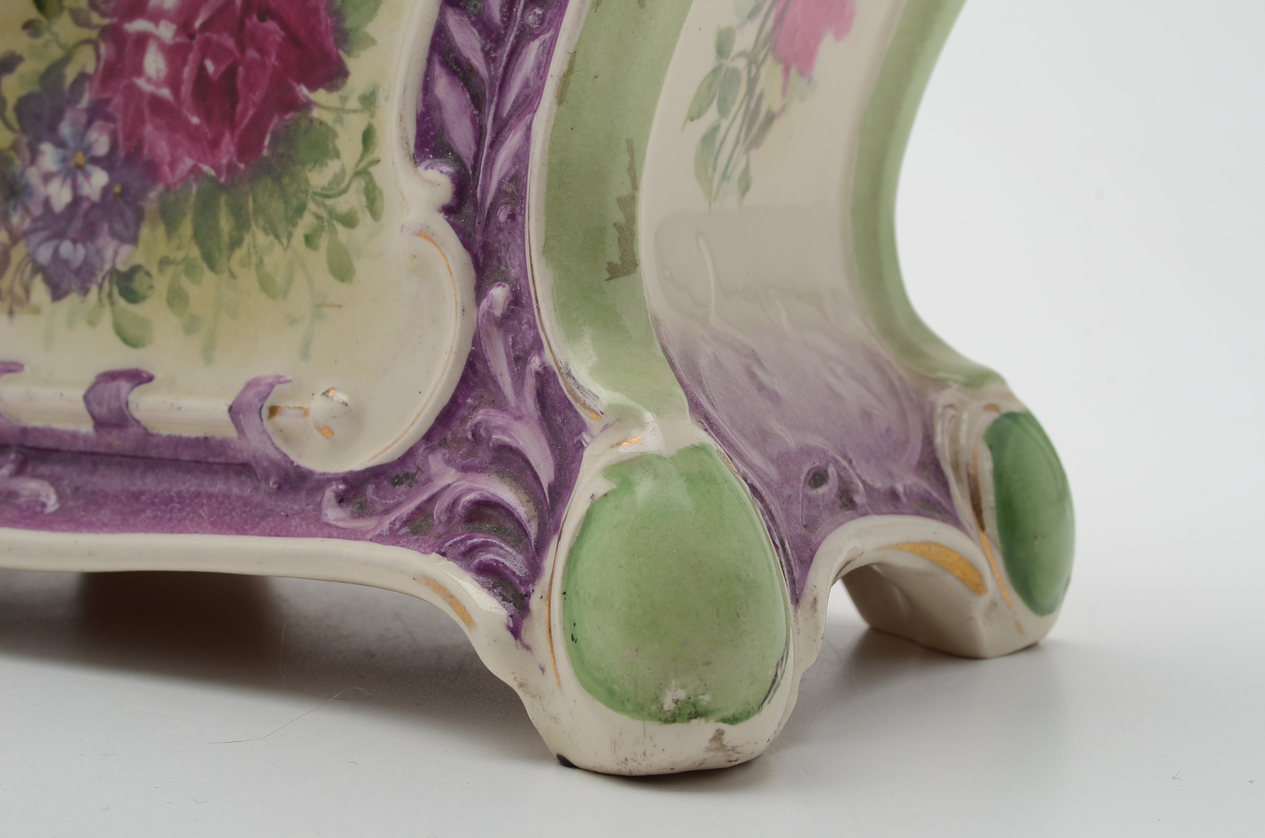 Antique Royal Bonn Porcelain "La Rita" Mantel Clock with Waterbury Movement