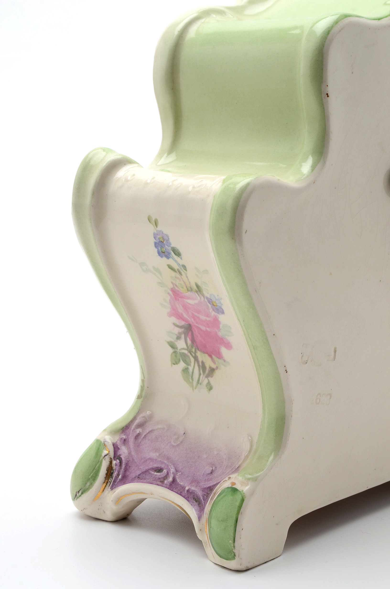 Antique Royal Bonn Porcelain "La Rita" Mantel Clock with Waterbury Movement