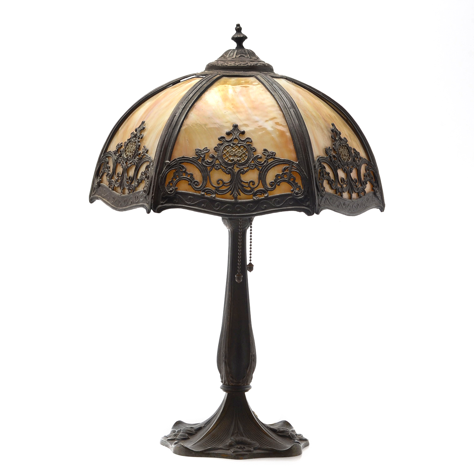 Early 20th Century Slag Glass Table Lamp