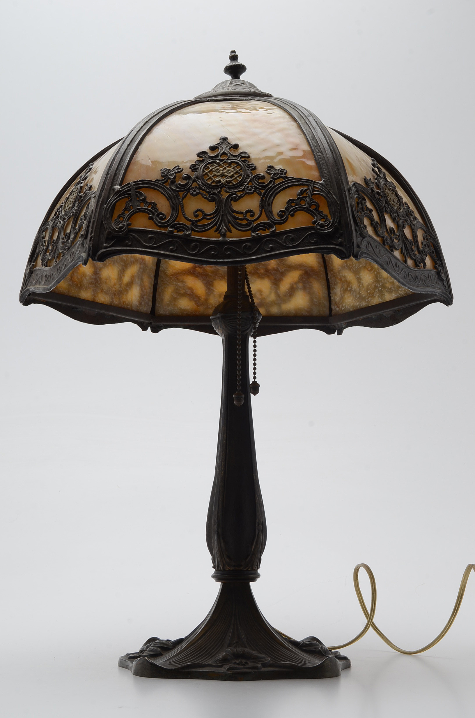 Early 20th Century Slag Glass Table Lamp