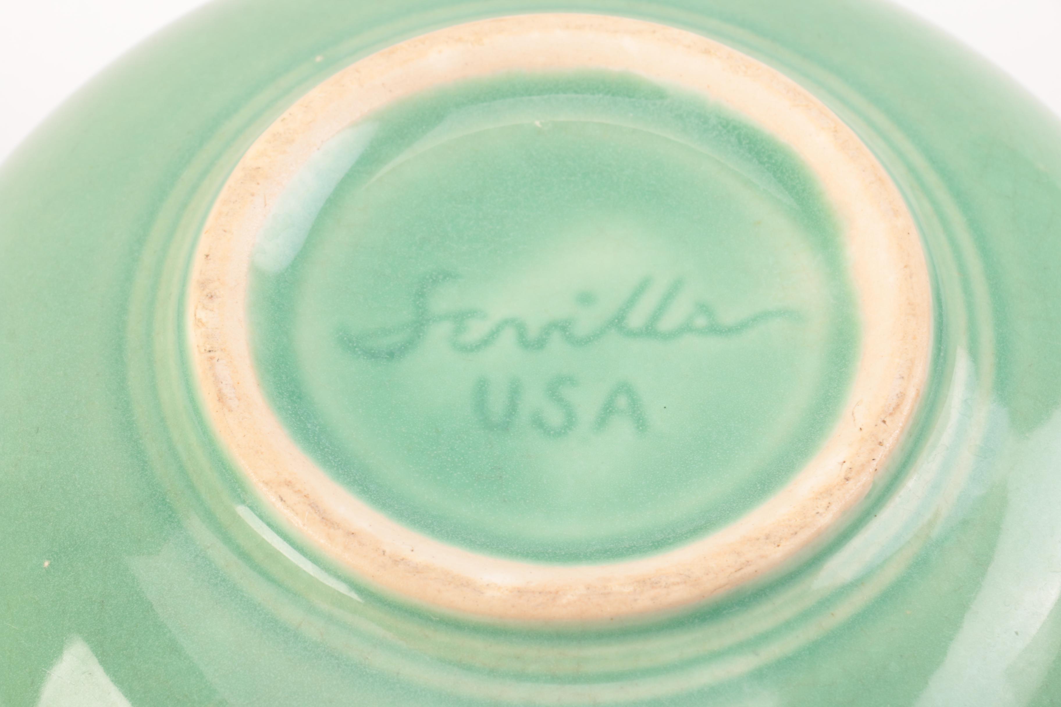 Sevilla Pottery Mixing Bowls and Metal Utensil Storage Tray