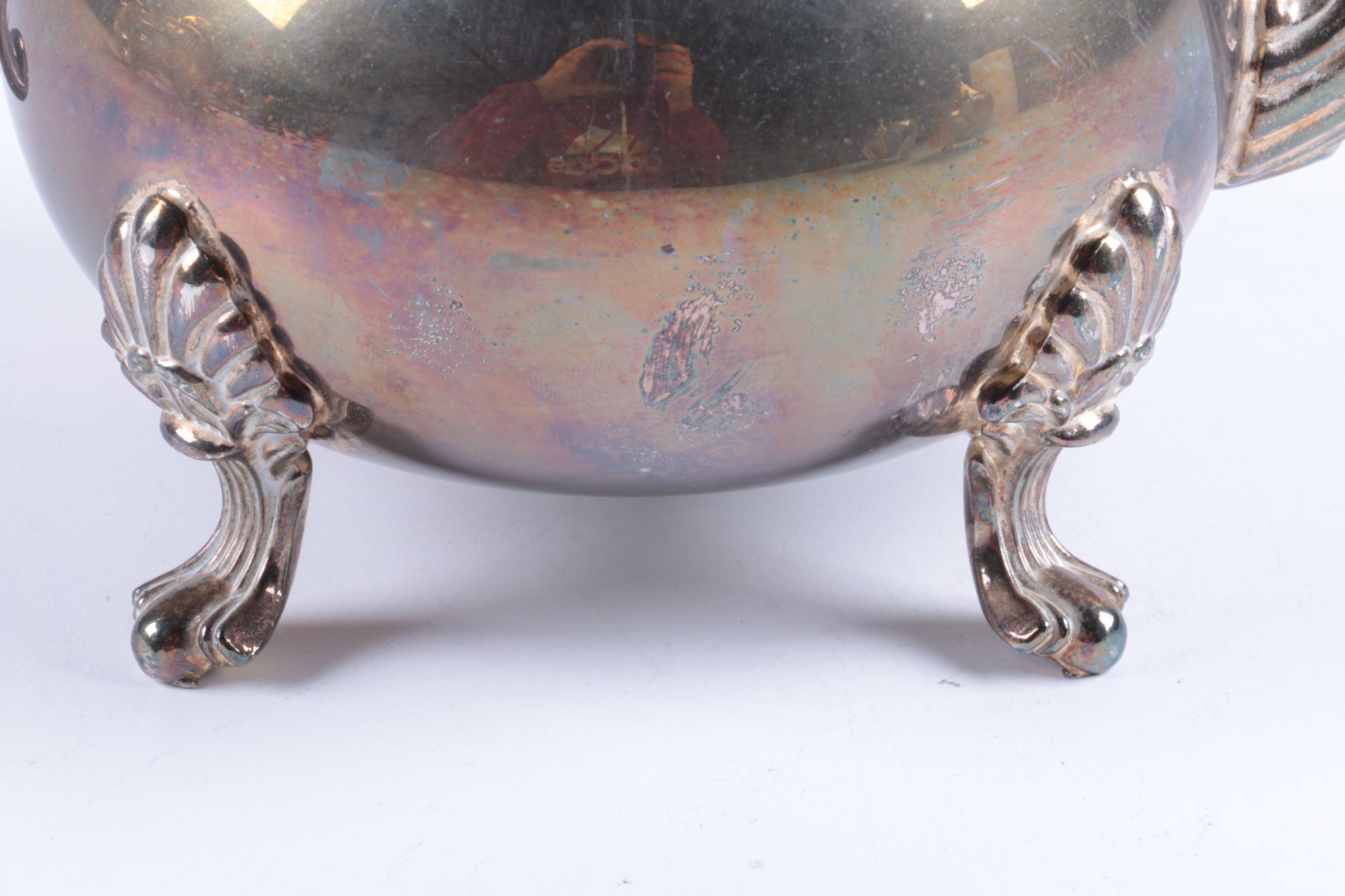 Indonesian Double Scroll Handled Silver Plate Tea and Coffee Service