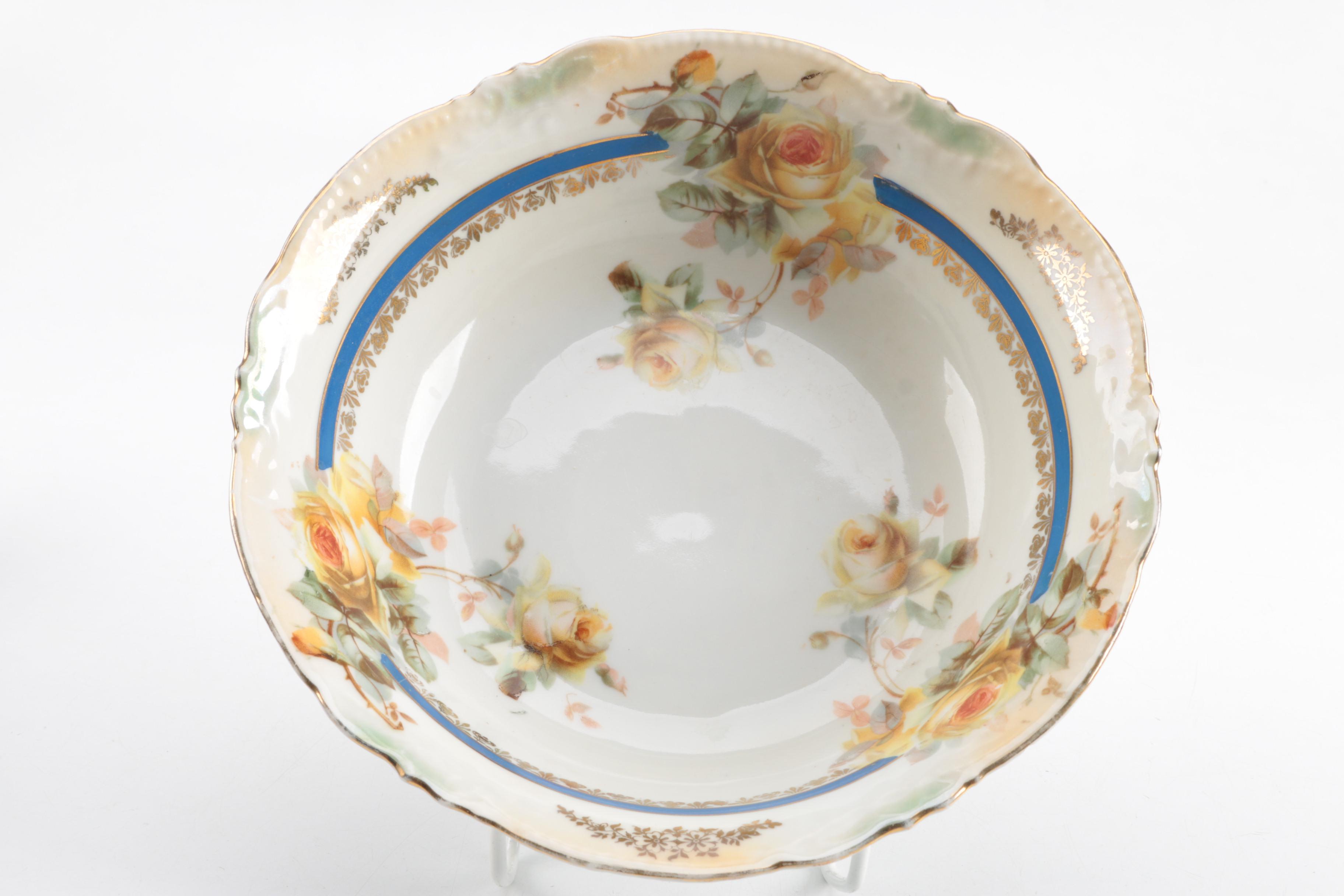 Antique German Handpainted Porcelain Bowl
