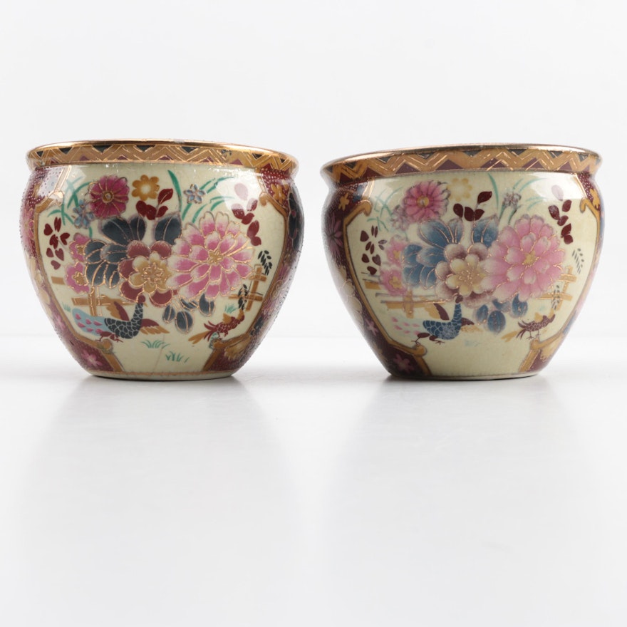 Chinoiserie Miniature Ceramic Jardinieres
