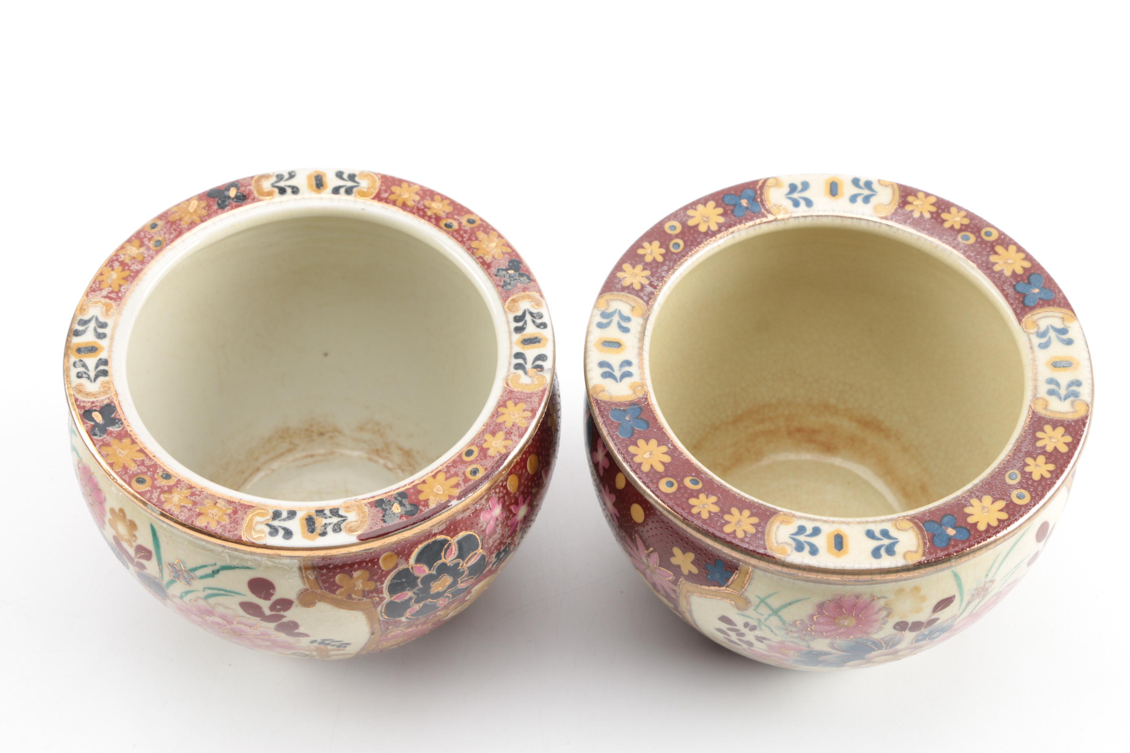 Chinoiserie Miniature Ceramic Jardinieres