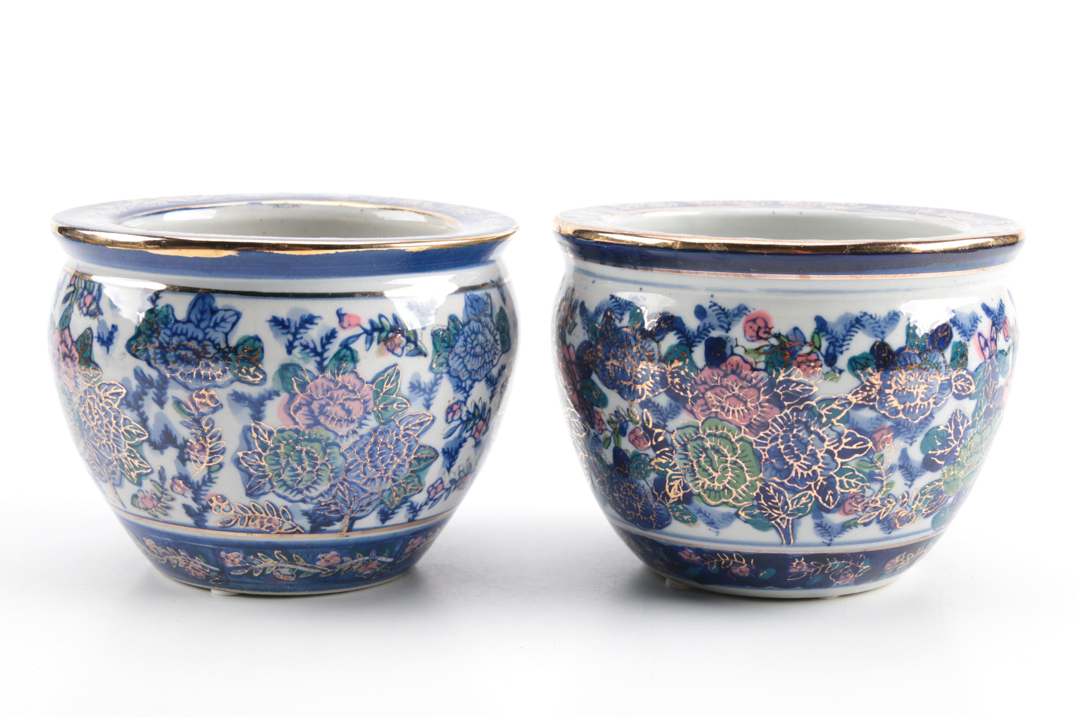 Chinoiserie Miniature Ceramic Jardinieres