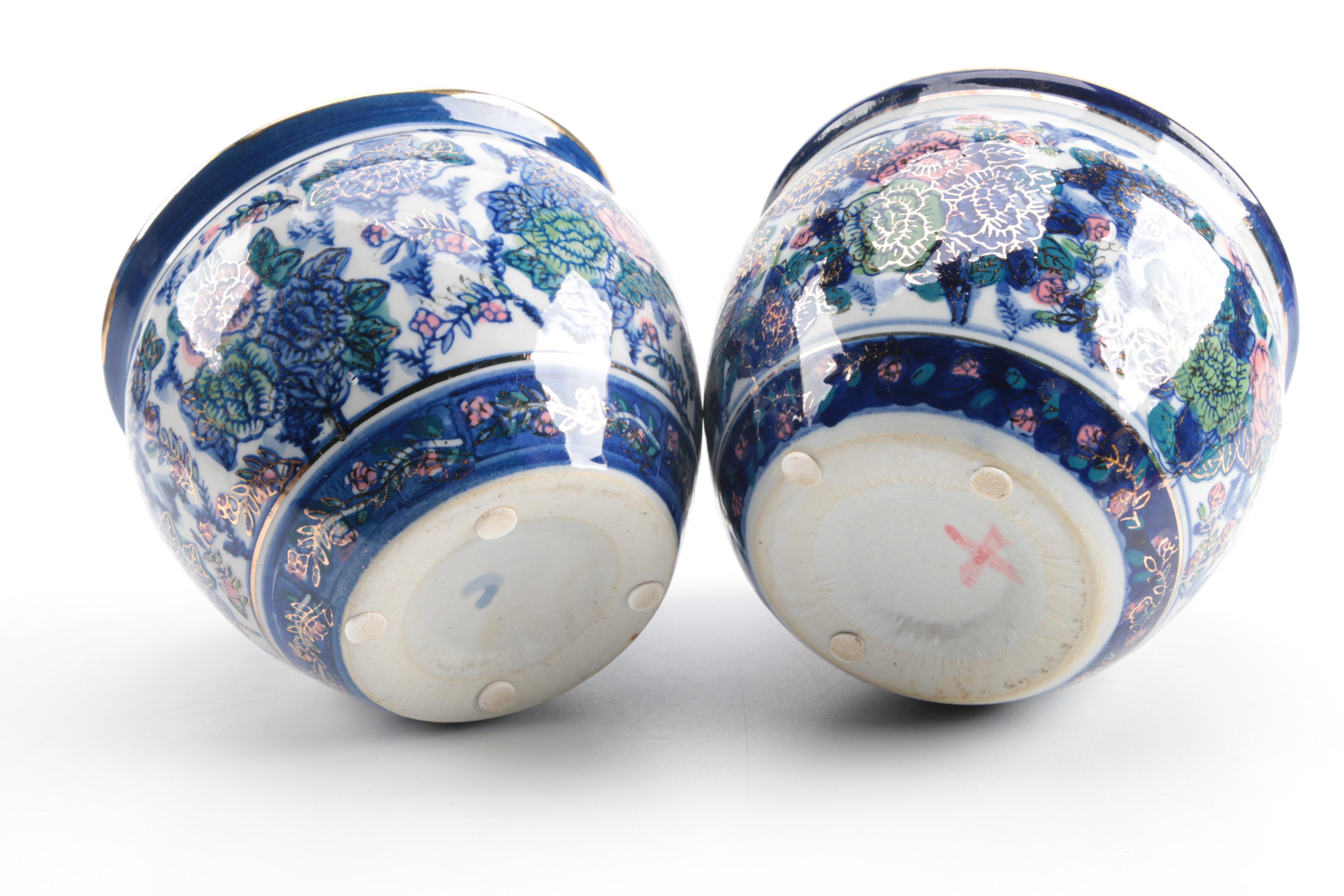 Chinoiserie Miniature Ceramic Jardinieres