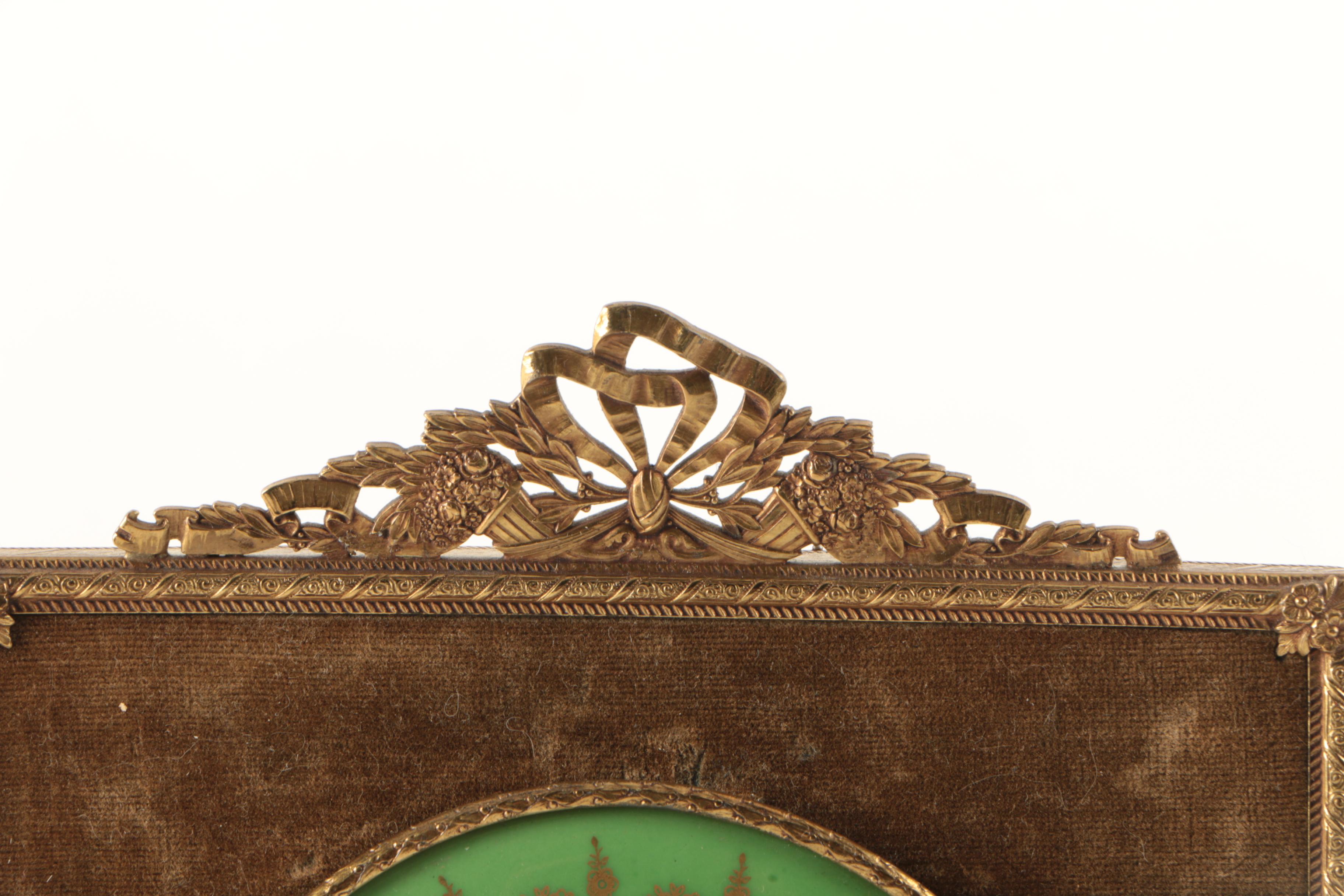 Vintage Czechoslovakia Hand-Painted Porcelain Courting Couple Plaque