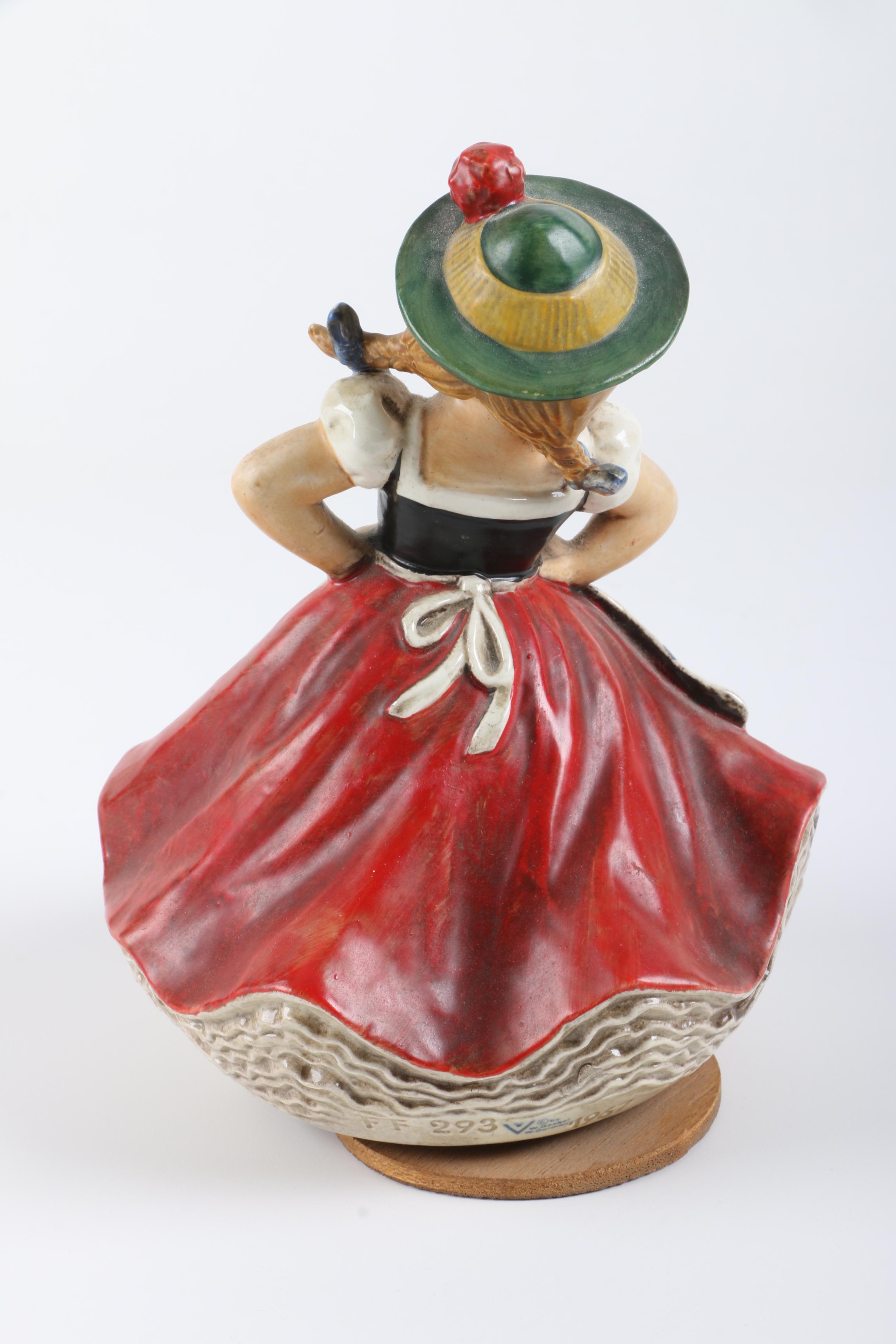 1967 Goebel German "Dancing Girl" Ceramic Music Box Figurine