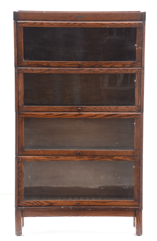 Antique Oak Barrister Bookcase by Lindstrom