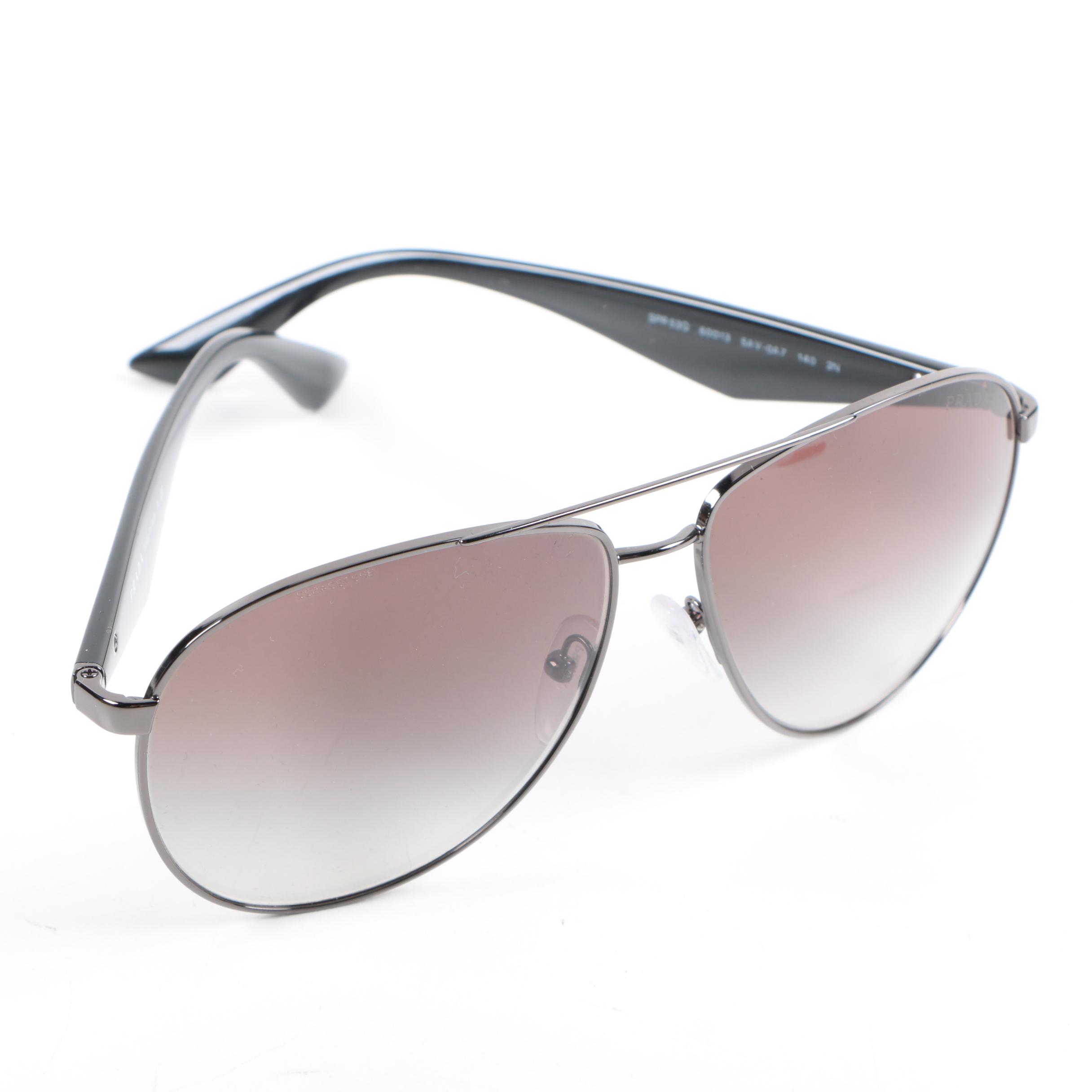 Prada Milano SPR 53Q Aviator Sunglasses with Case and Box