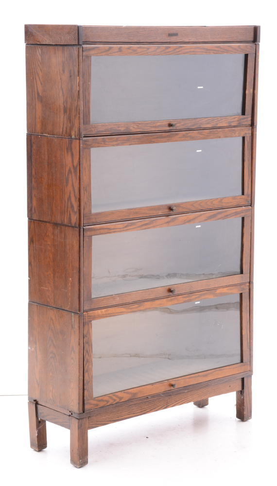Antique Oak Barrister Bookcase by Lindstrom