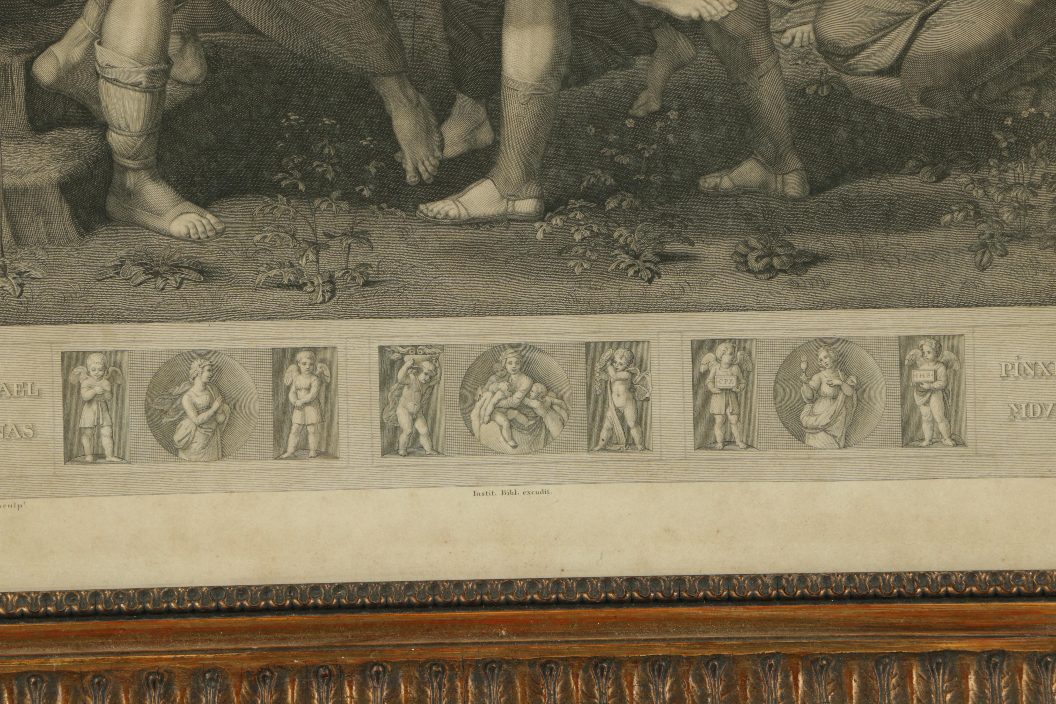 S. Amsler Vintage Engraving on Paper After Raphael "The Entombment"