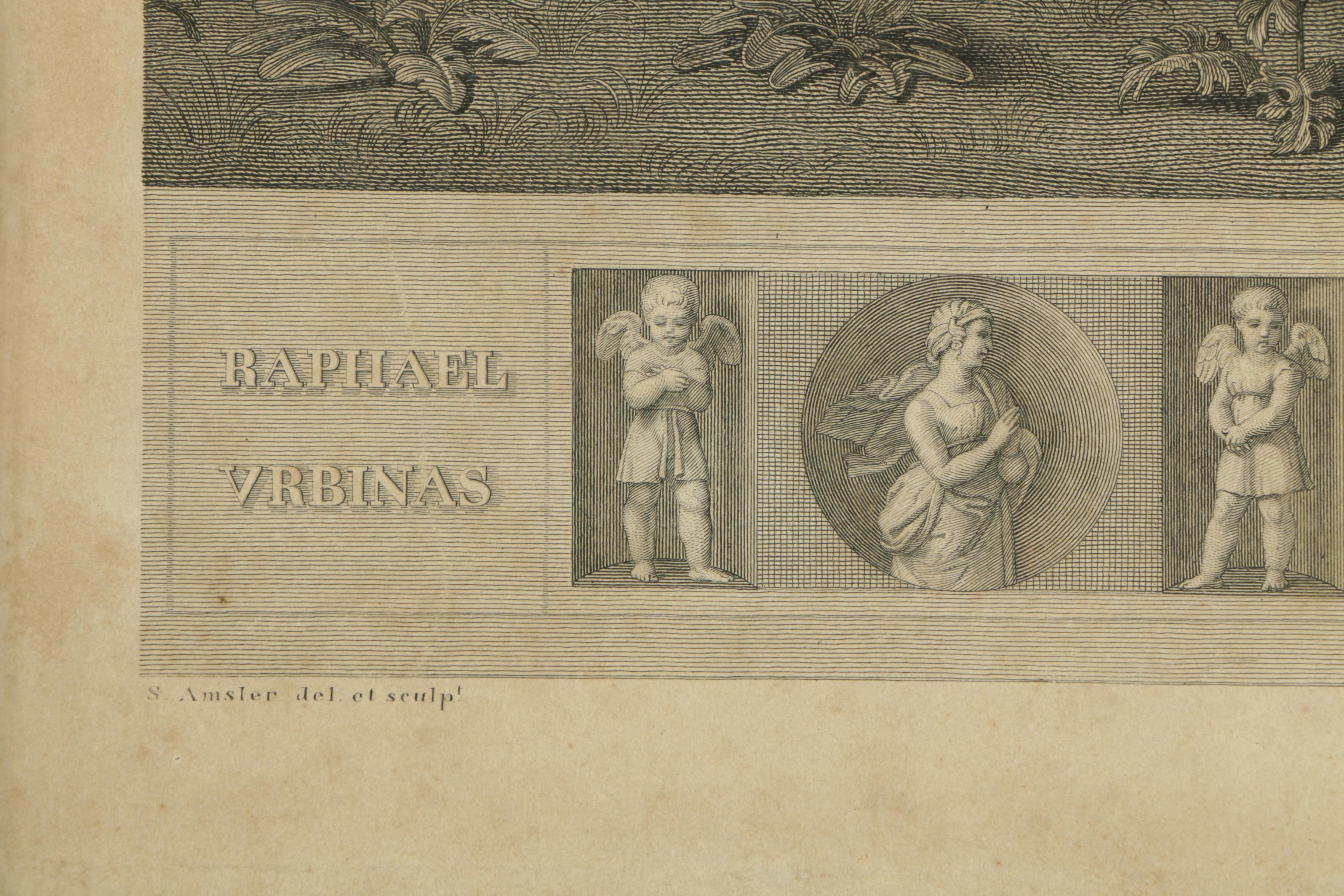 S. Amsler Vintage Engraving on Paper After Raphael "The Entombment"