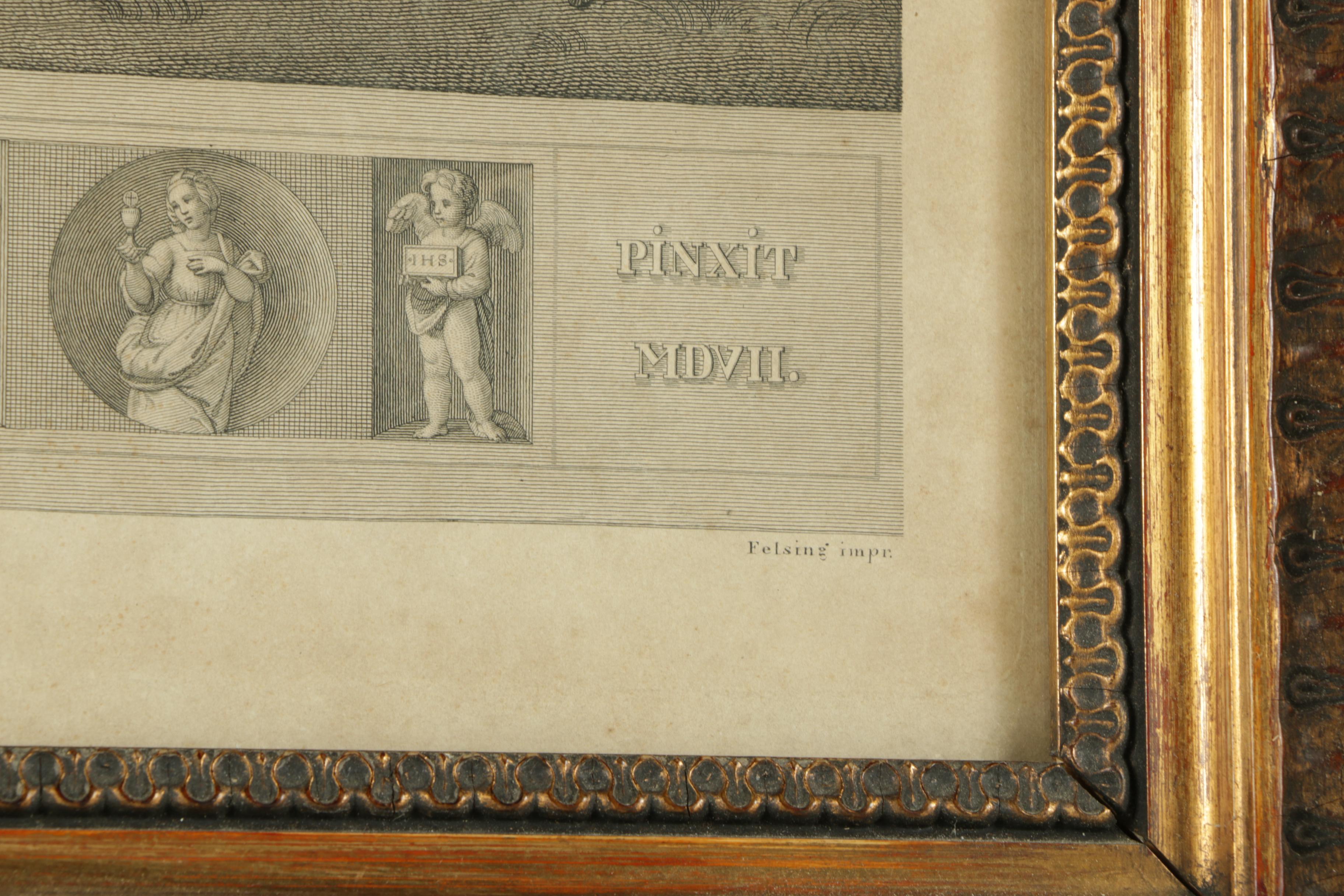 S. Amsler Vintage Engraving on Paper After Raphael "The Entombment"