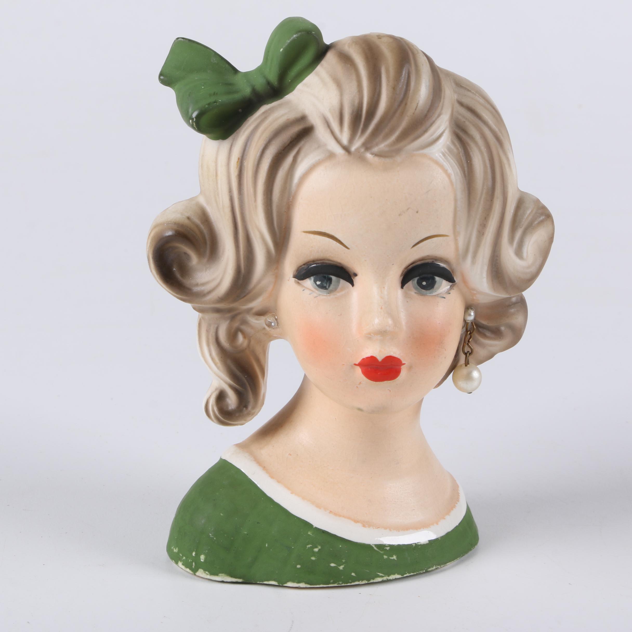 Vintage "Lady Head" Vases Including Napcoware and Sonsco