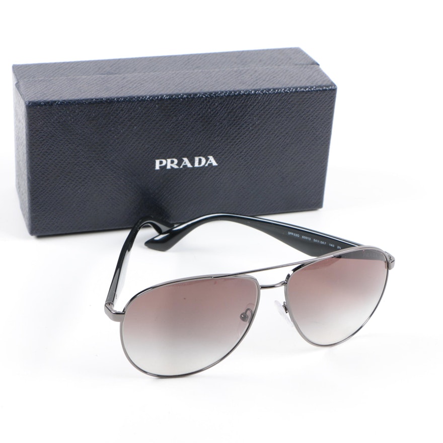 Prada Milano SPR 53Q Aviator Sunglasses with Case and Box