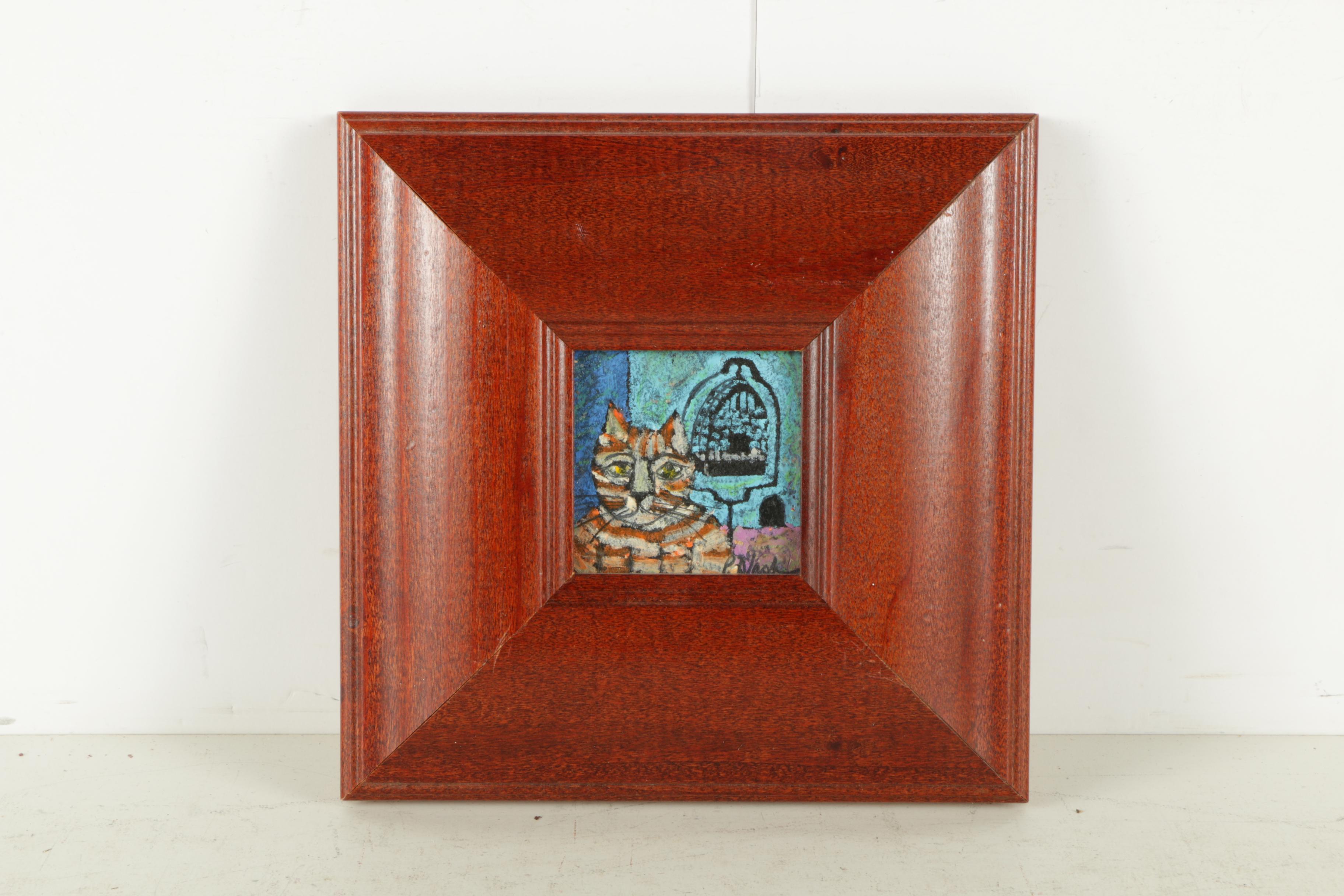 P. Nash Acrylic Paintings of Cats on Panel