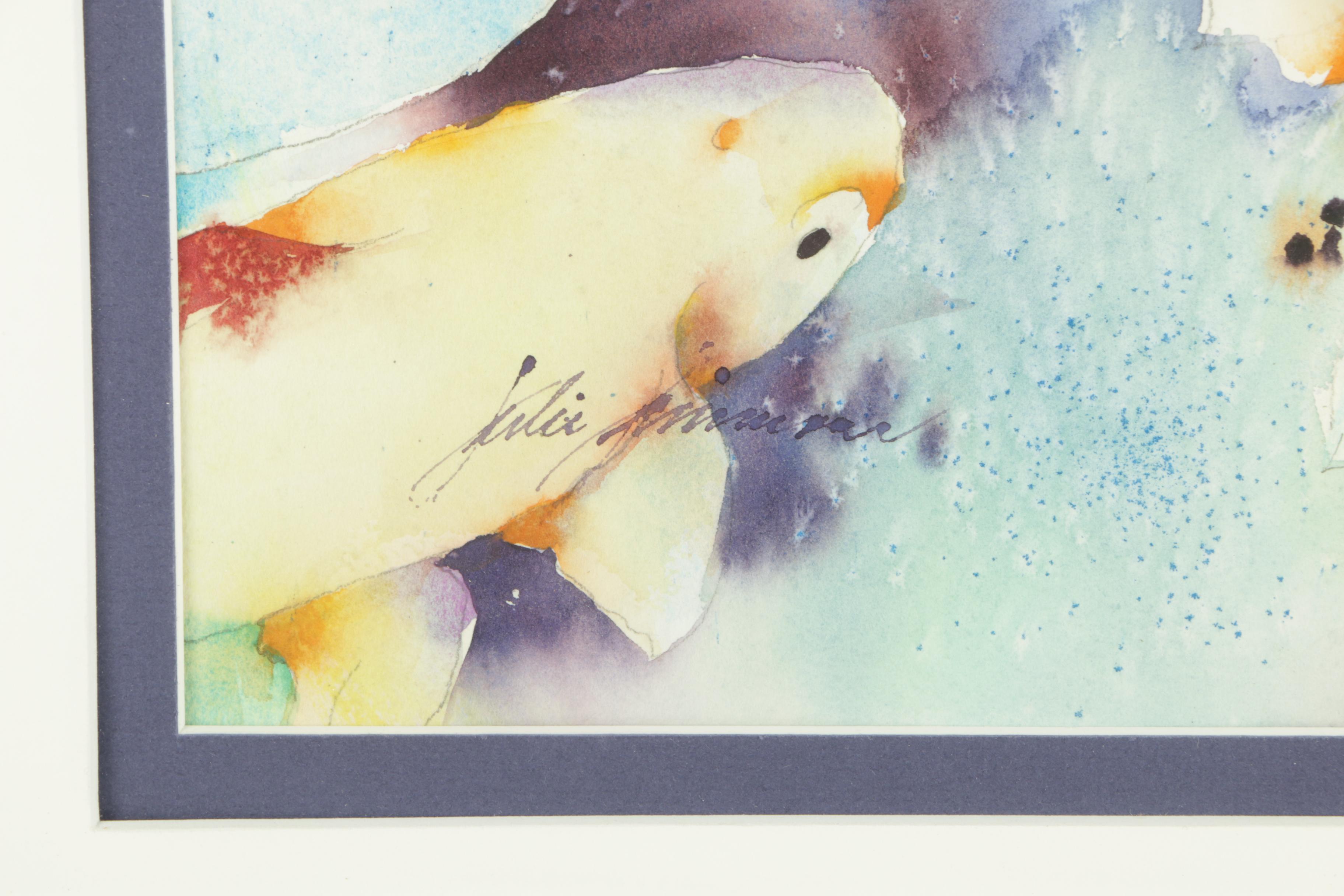 Watercolor and Gouache on Paper of Fish