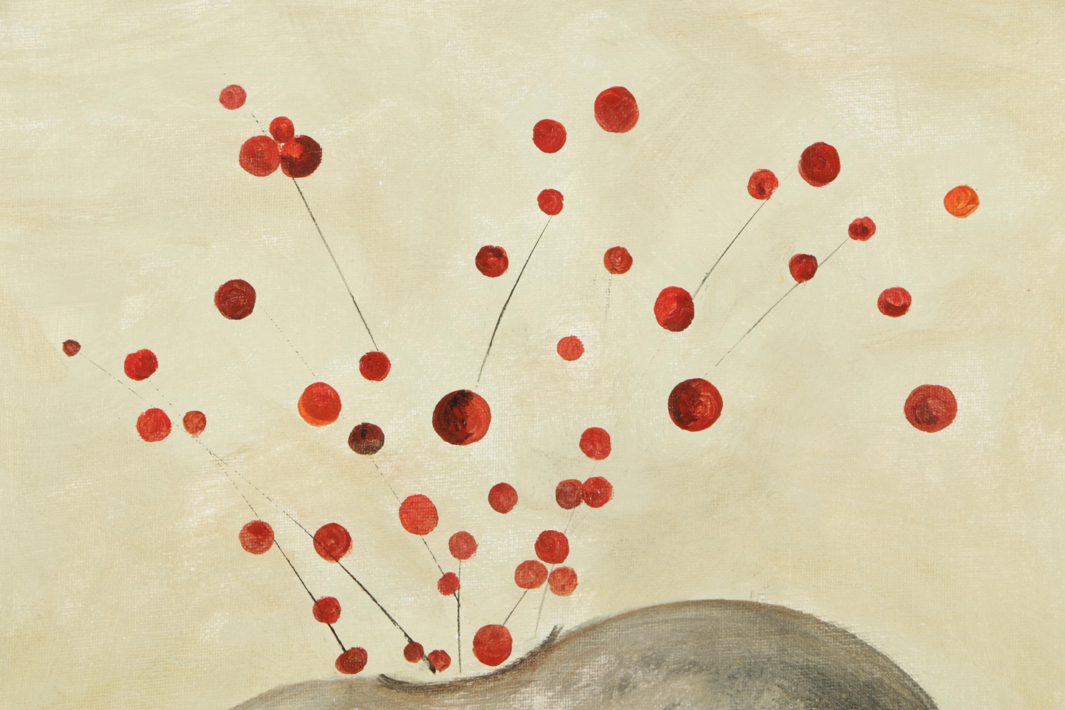 Jacqueline Saporiti Acrylic Painting on Canvas Board "Berries"