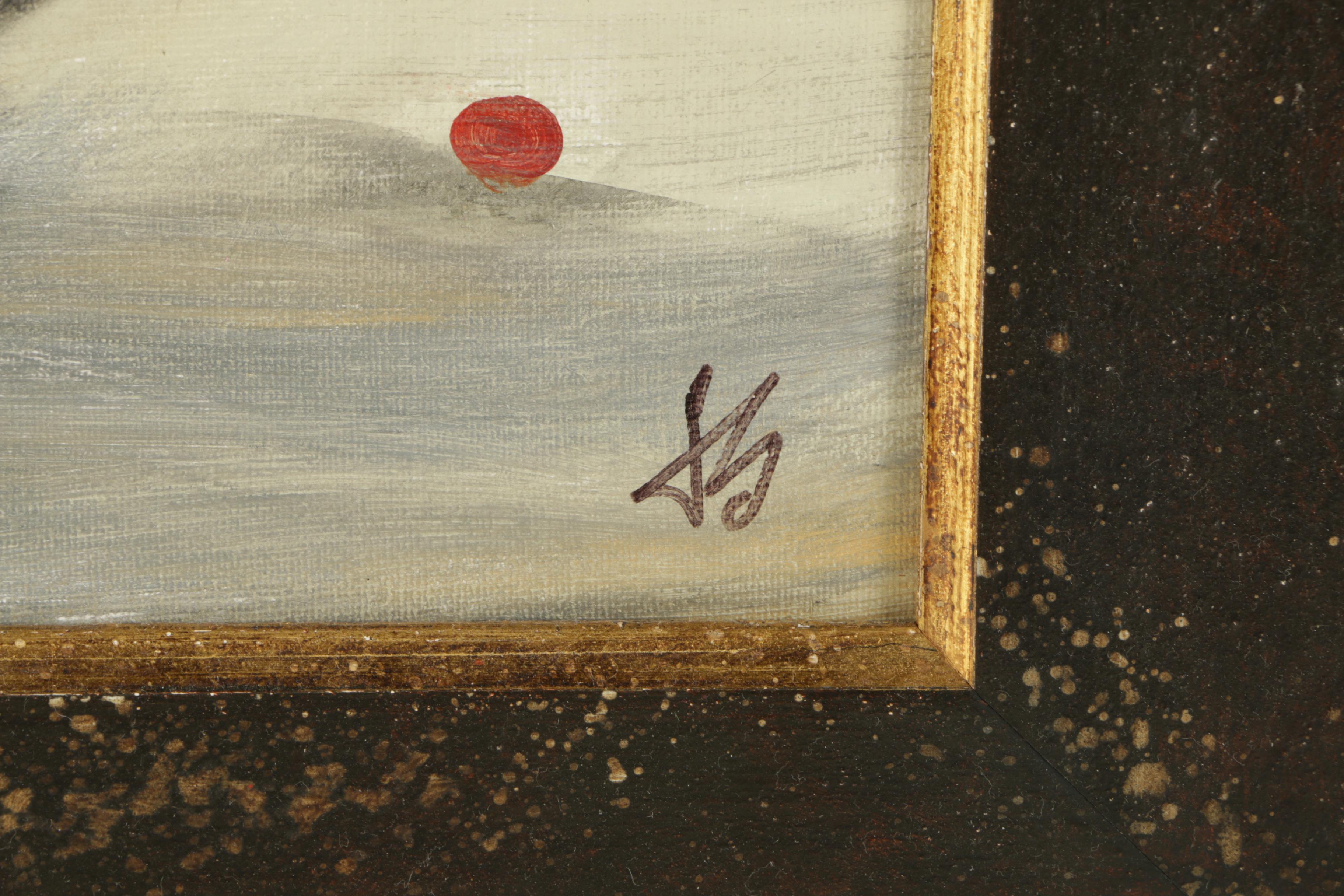 Jacqueline Saporiti Acrylic Painting on Canvas Board "Berries"