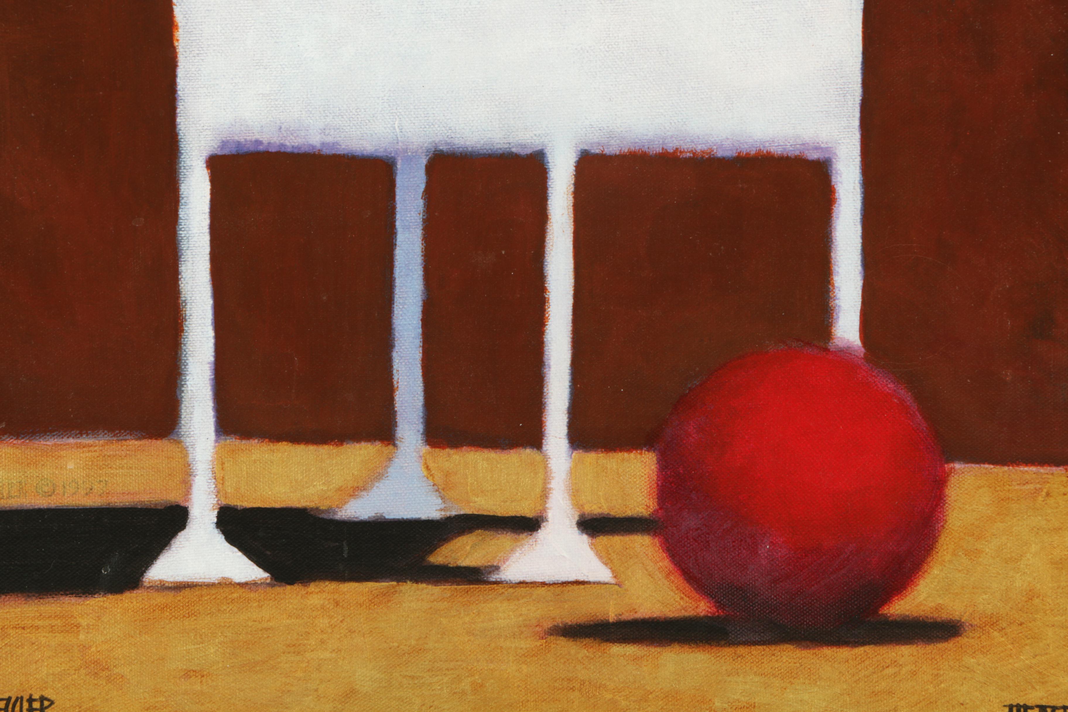 Offset Lithograph on Canvas after Daniel Patrick Kessler of a White Cat