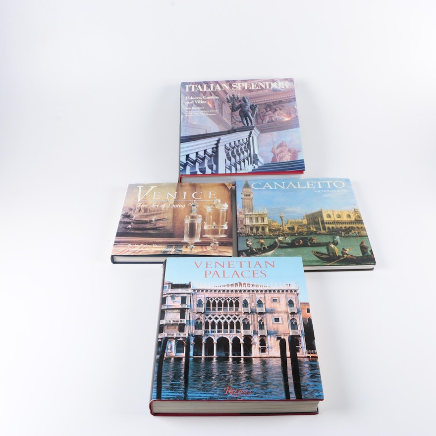 Assorted Hardcover Photography Books on Italy