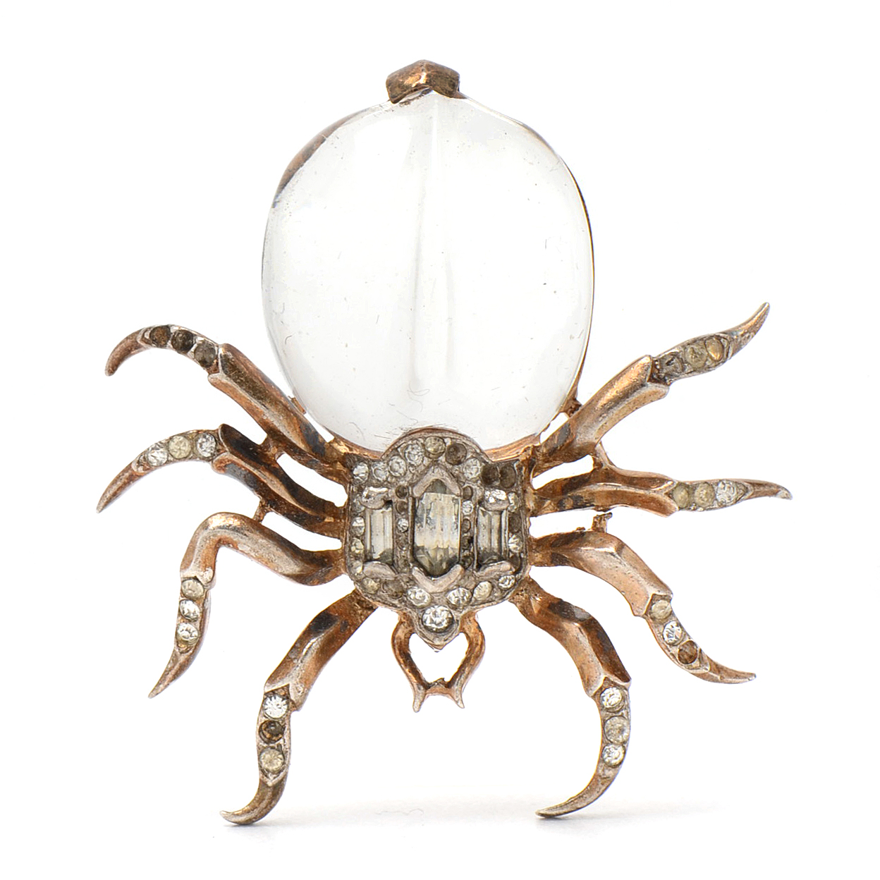 Vintage Crown Trifari Sterling Silver Jelly Belly Spider Brooch
