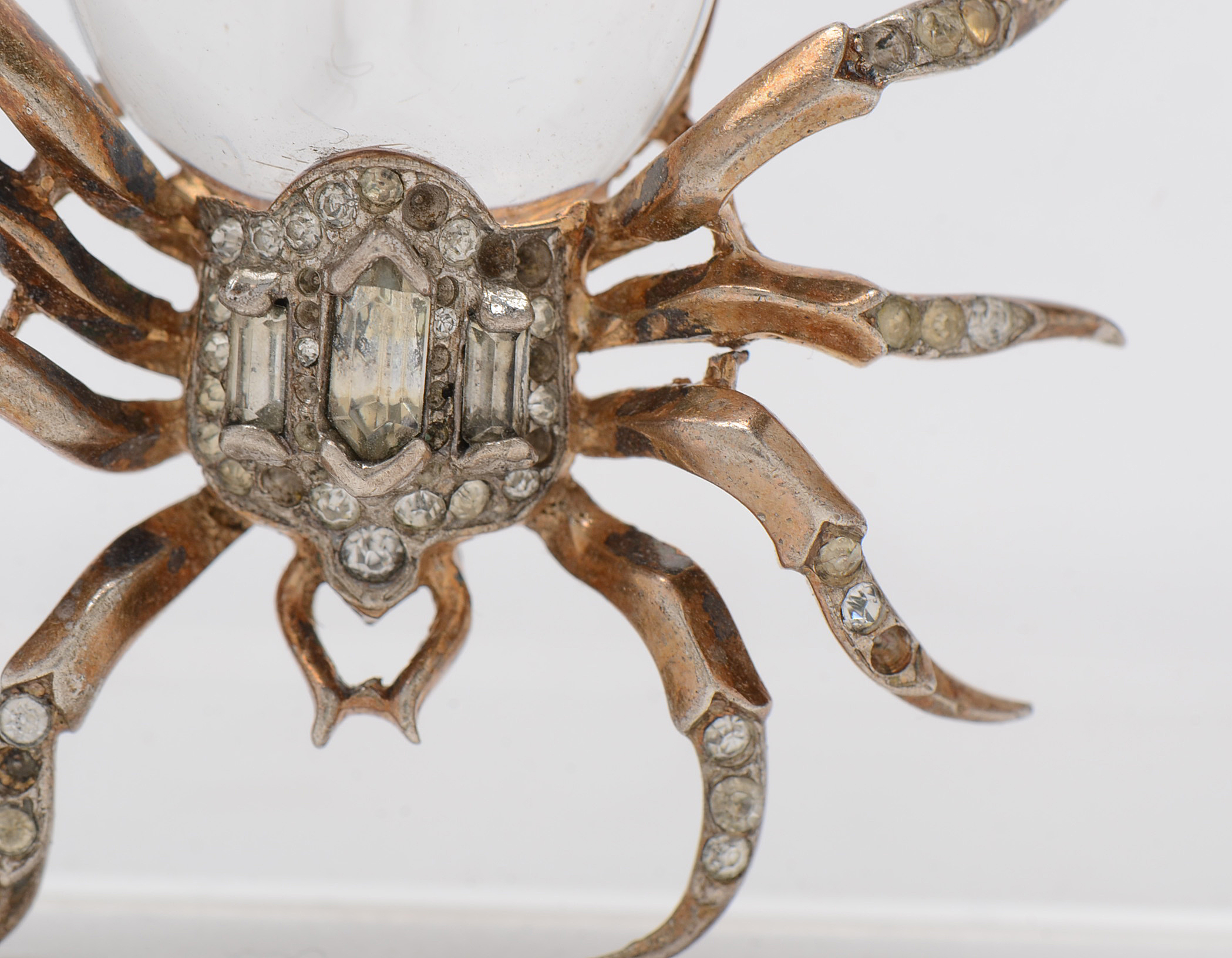 Vintage Crown Trifari Sterling Silver Jelly Belly Spider Brooch
