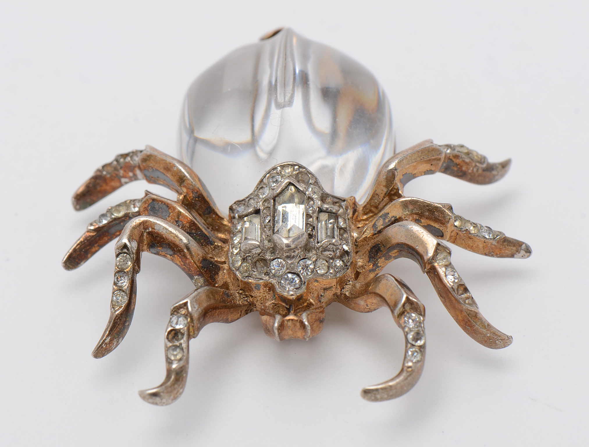 Vintage Crown Trifari Sterling Silver Jelly Belly Spider Brooch