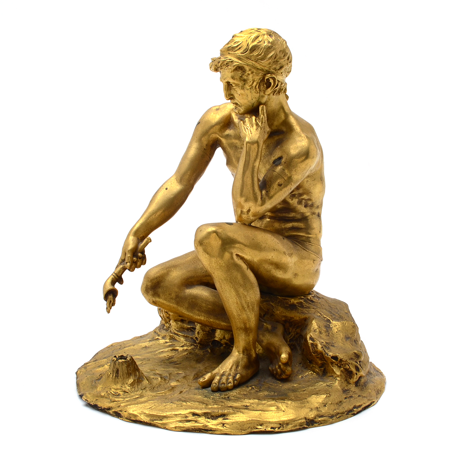 19th-Century Gilt Bronze Classical Man Sculpture