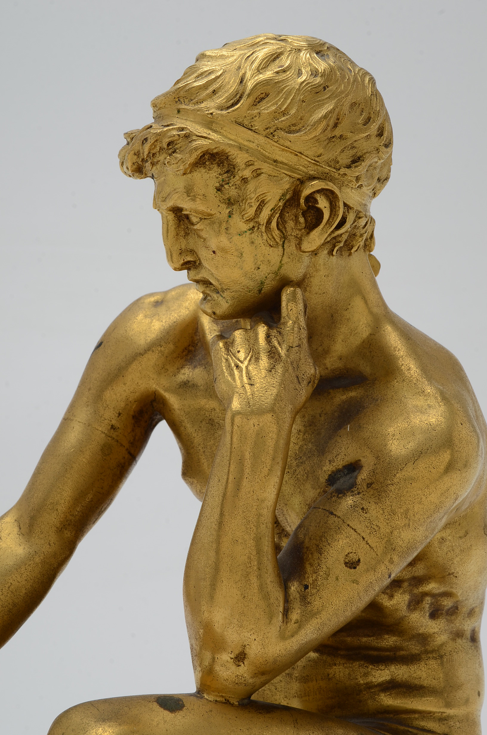 19th-Century Gilt Bronze Classical Man Sculpture