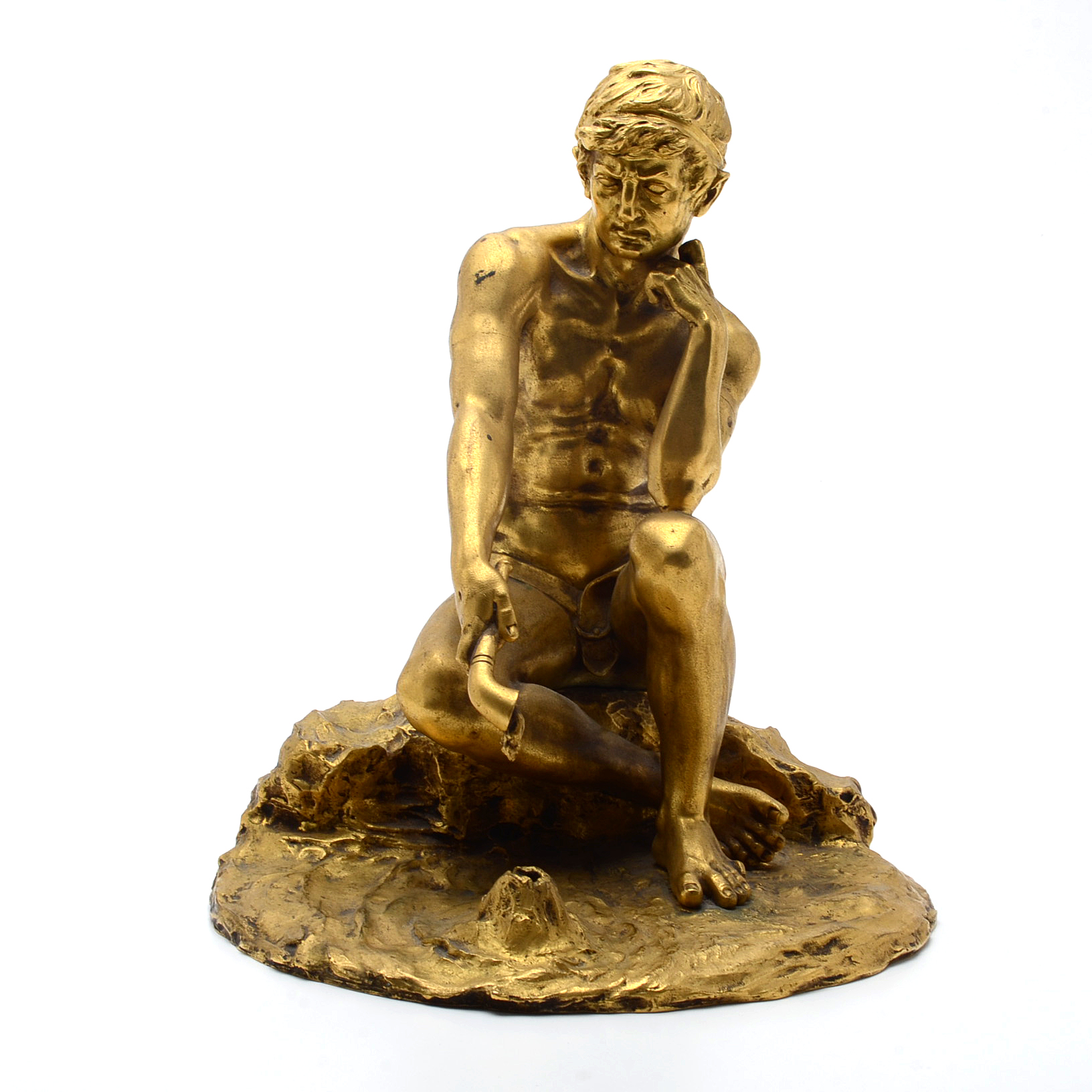 19th-Century Gilt Bronze Classical Man Sculpture