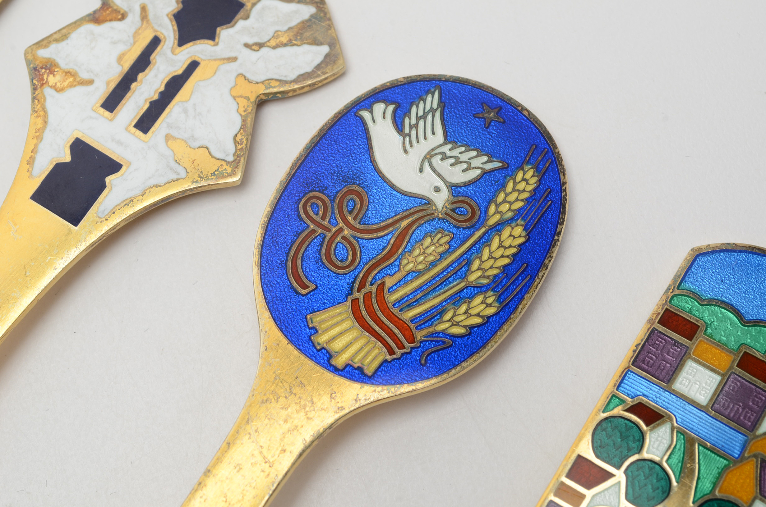 Danish Anton Michelsen Sterling Silver Christmas Enameled Spoons and Forks